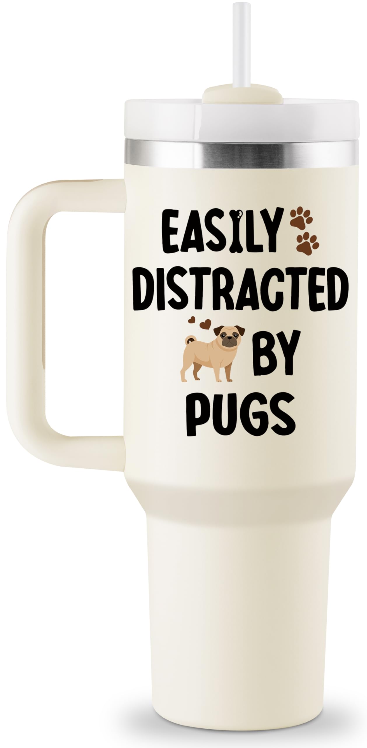 Rostanten Pug Gifts For Pug Lovers - Pug Gifts For Women - Pug Mom Gifts - Pug Themed Gifts - Pug Stuff - Pug Tumbler - 40 Oz Tr