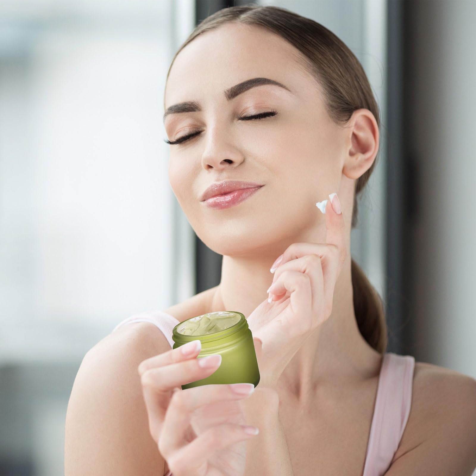 Domensi 48 Pcs 2 Oz Glass Jars With Lids Empty Round Cosmetic Jars With Inner Liners For Storing Lotions Powders Ointments Sampl