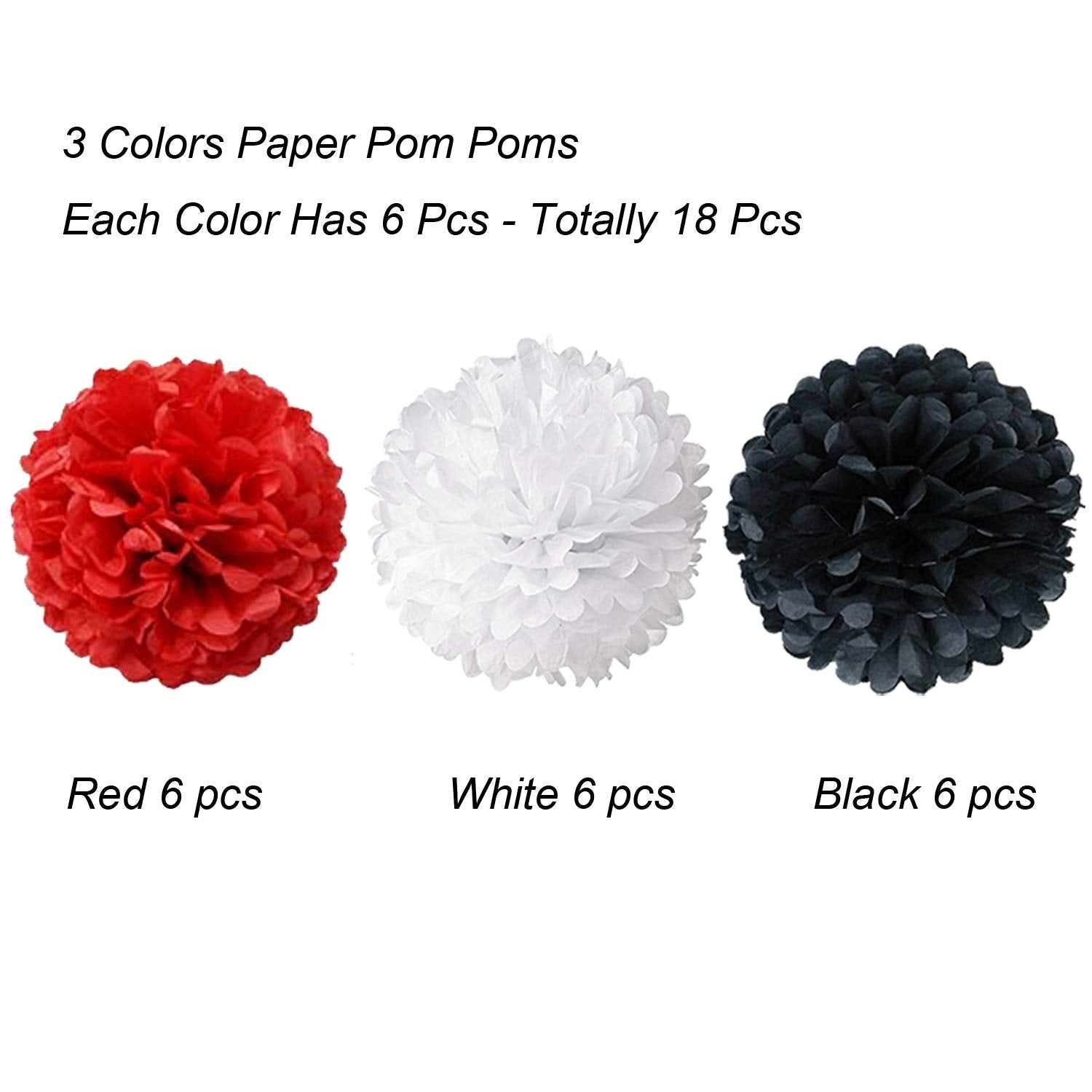 Tissue Paper Pom Poms, Recosis Paper Flower Ball For Birthday Party Wedding Baby Shower Bridal Shower Festival Decorations, 18 P