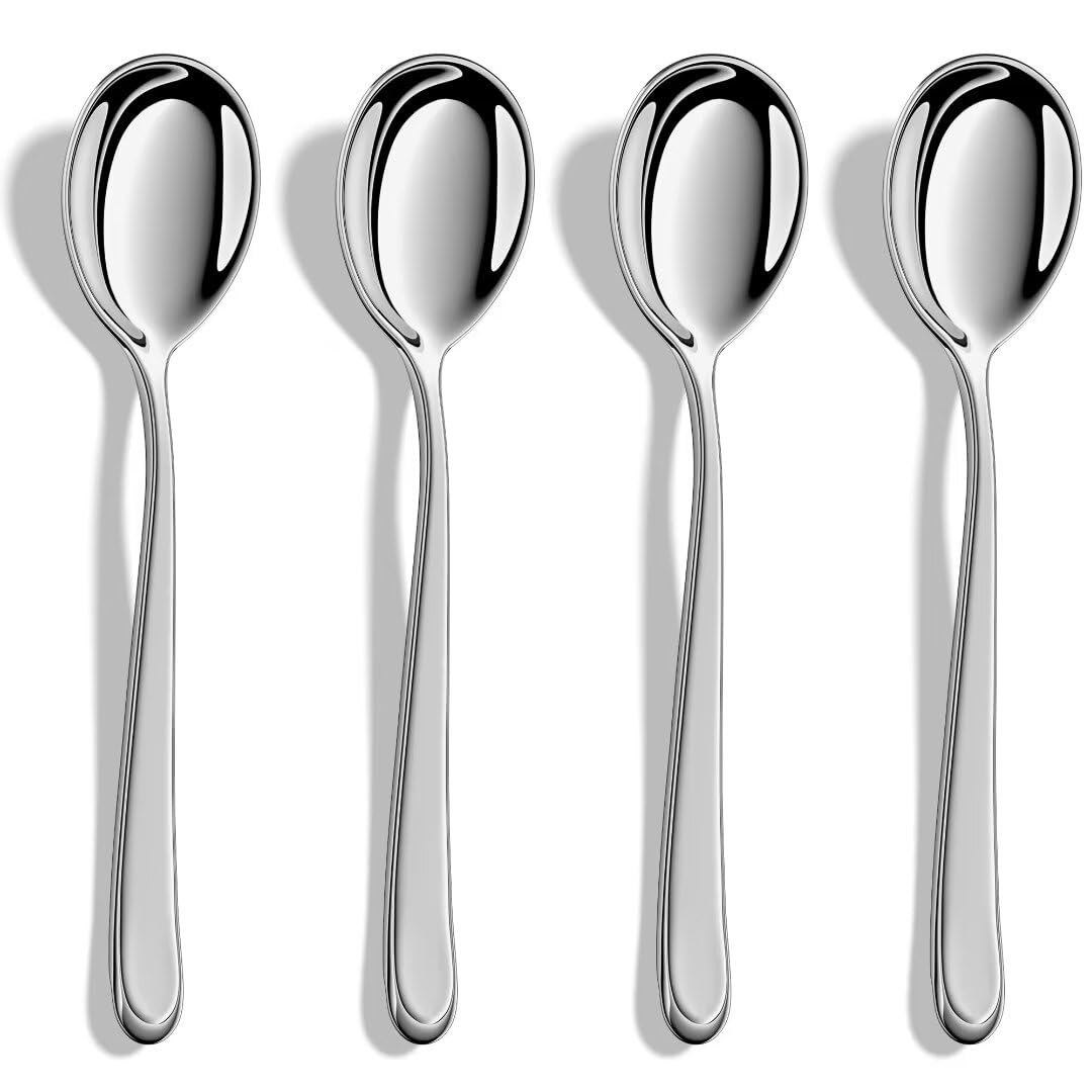 Long Handle Spoons,Korean Spoon,8.4 Inch Soup Spoons,18/10 Stainless Steel Korean Soup Spoons,Asian Soup Spoon,Set Of 4.