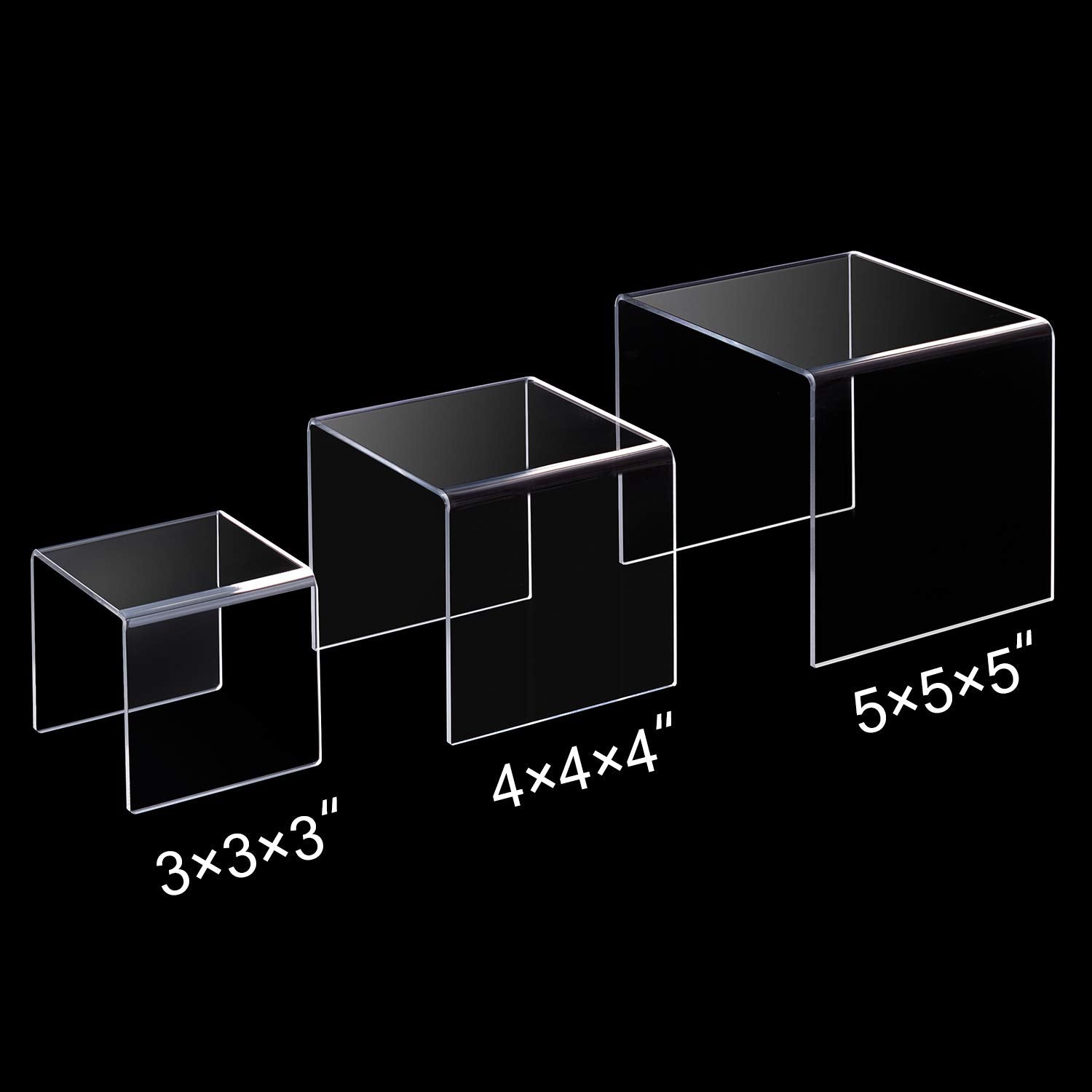 cEcOLIc clear Acrylic Riser Display Stand  Acrylic Display Riser Stand Shelf for Pops Figures  Jewelry  candy  cupcake  Dessert  2 Sets - 3x4x5in