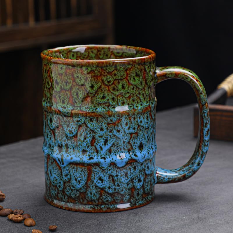 YYW Ceramic Coffee Mugs Handmade Pottery Mugs 20 Oz Espresso Cups Large Tea Cups with Handle for Office and Home (Multi-B)