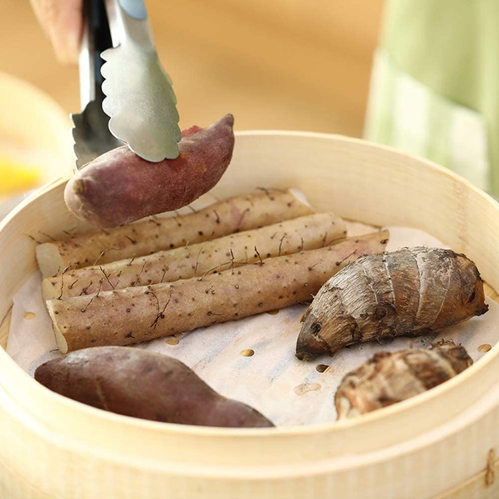 Minesign 100 Count Perforated Parchment Paper Bamboo Steamer Liners For 12 Inch Air Fryer Parchment Paper