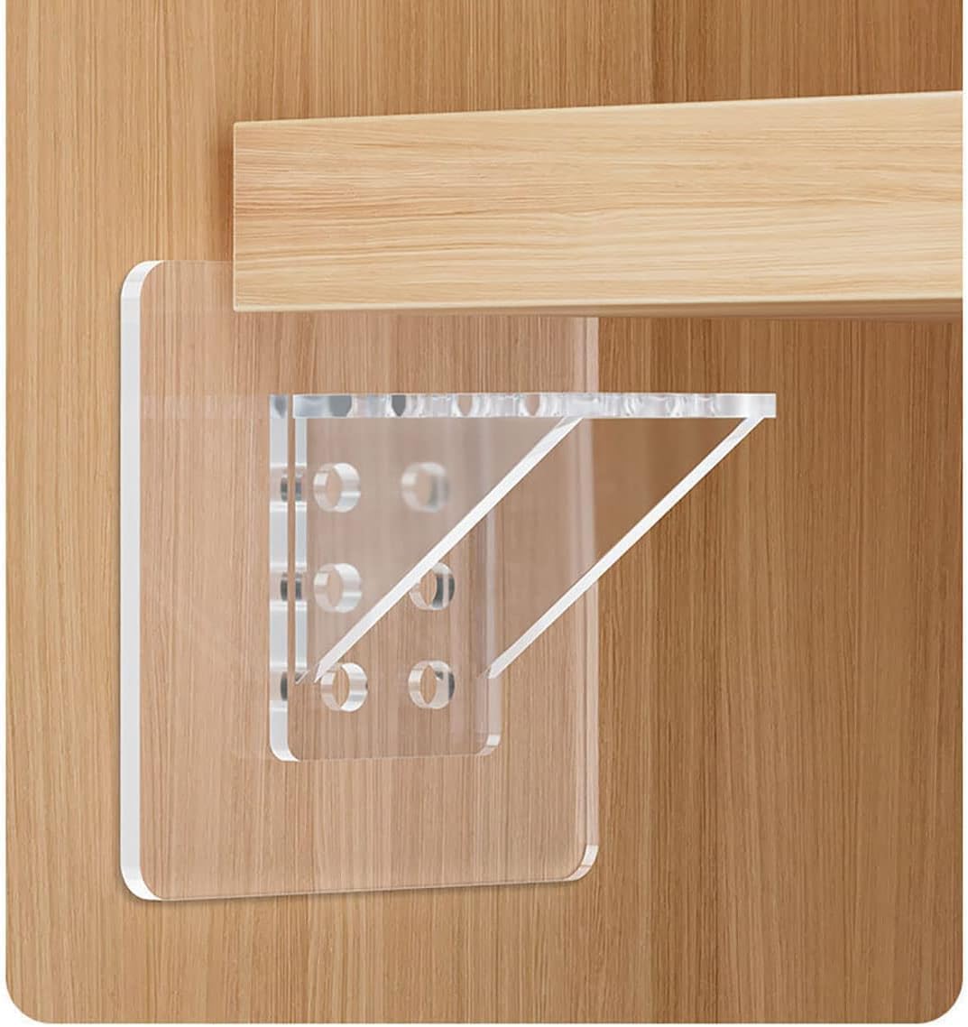 Shivstor 4 Pack Shelf Adhesive Support Plate Mini Holder Curtain Hook Holder No Drill Wall Hook Strong Furniture Shelf Pins Supp