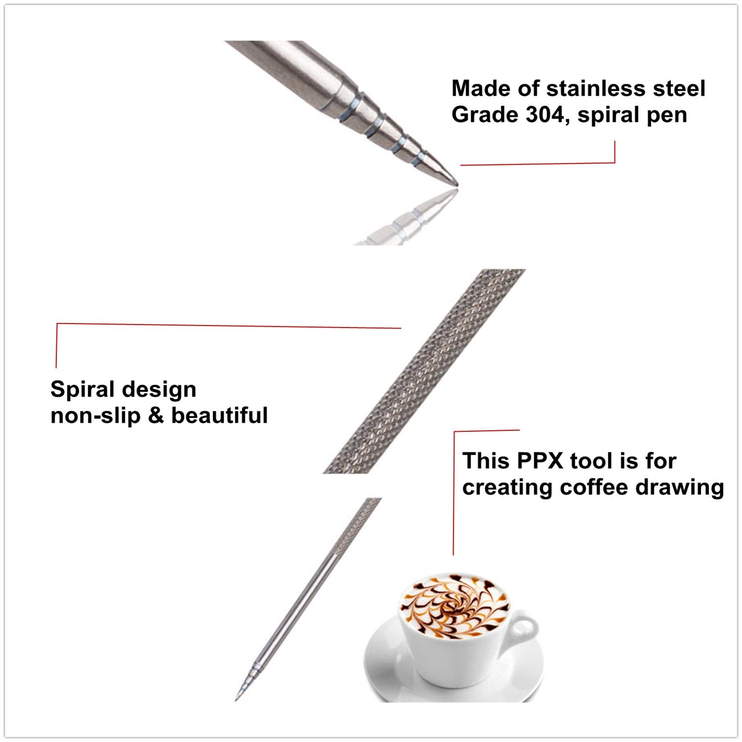 3 Pcs Coffee Latte Art Pen Stainless Steel Tool Espresso Machine Cafe Home Kitchen For Latte Art Use By Ppx