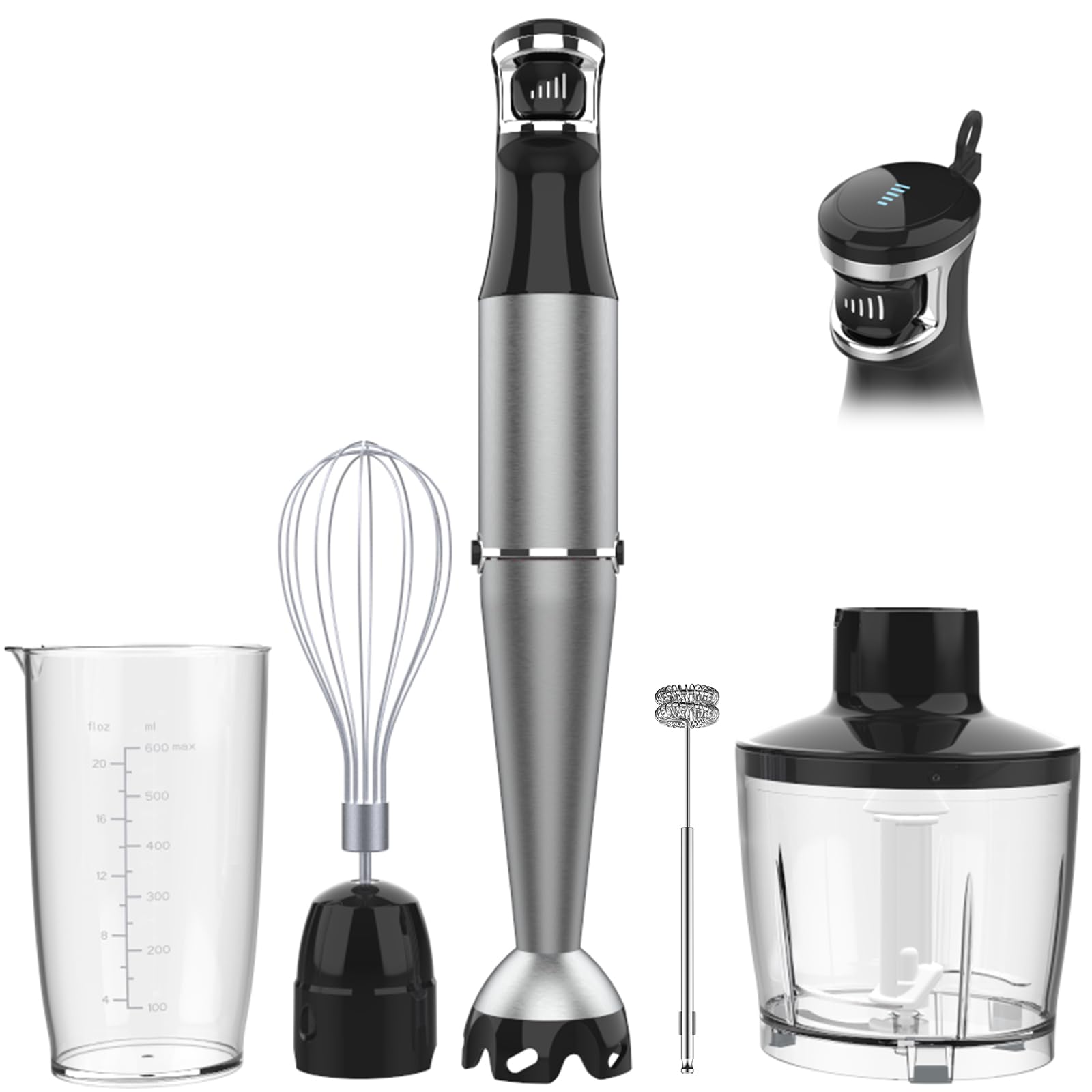 Immersion Blender Handheld Corded Hand Blender 1100W, Trigger Variable Speed 5 In 1 Stick Blender, Emulsion Blender With Chopper