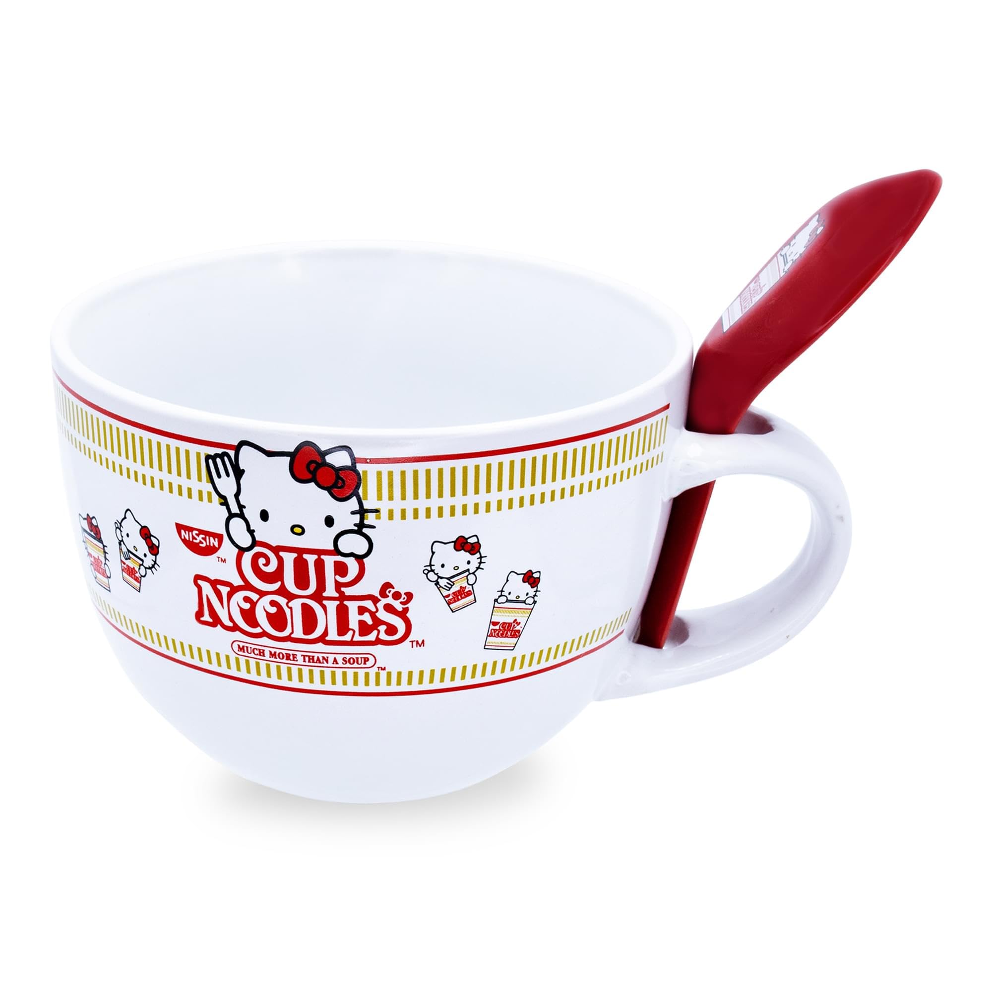 Silver Buffalo Hello Kitty Original More Than Soup Boxed Ceramic Soup Mug With Spoon, 24 Ounces