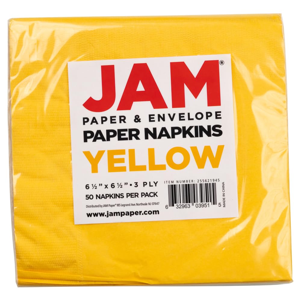 Jam Paper Medium Lunch Napkins - 6 1/2 X 6 1/2 - Yellow - 50/Pack