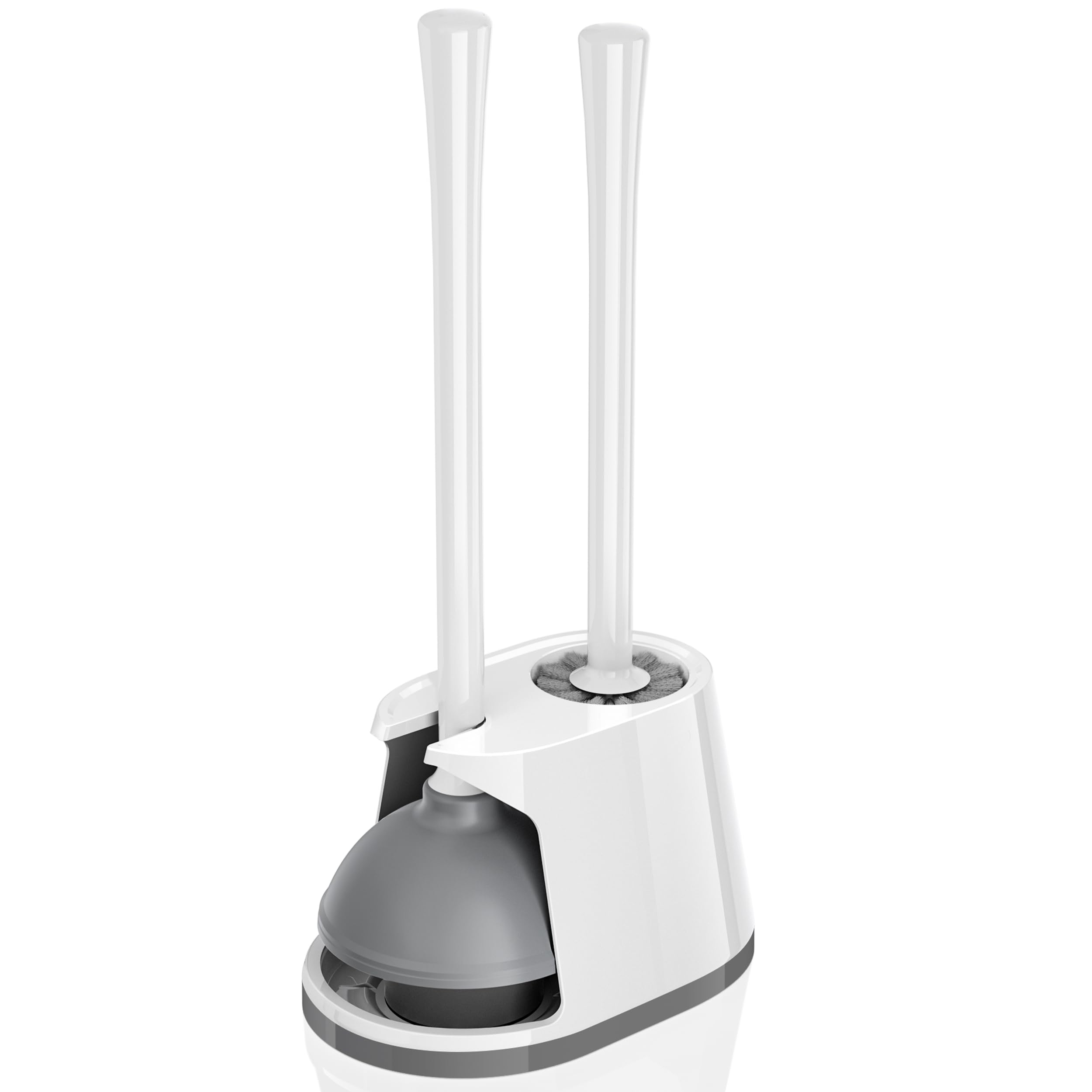 Toilet Plunger And Brush Set, Bowl Brush And Heavy Duty Toilet Plunger With Ventilated Holder, 2-In-1 Toilet Brush And Plunger C