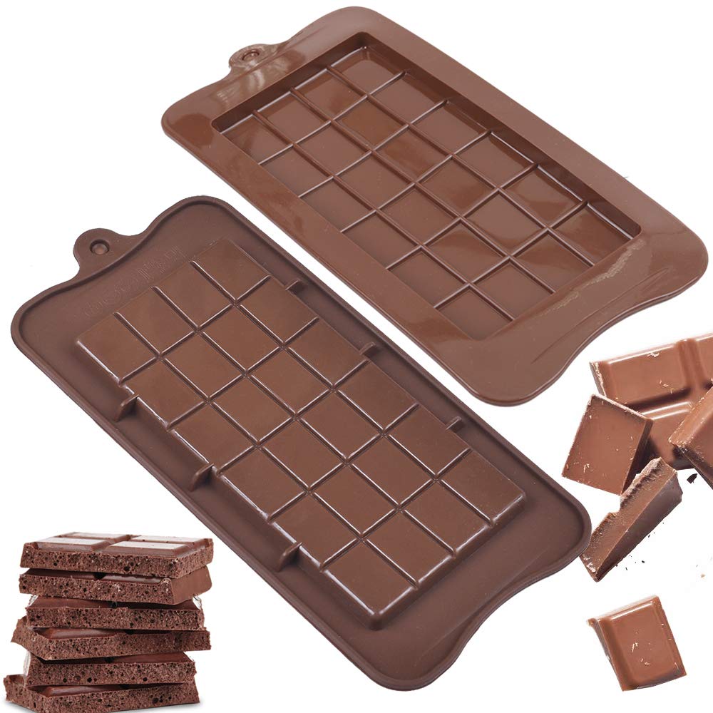 Newk Chocolate Silicone Molds, Break-Apart Candy And Energy Bar Silicone Molds, Pack Of 6