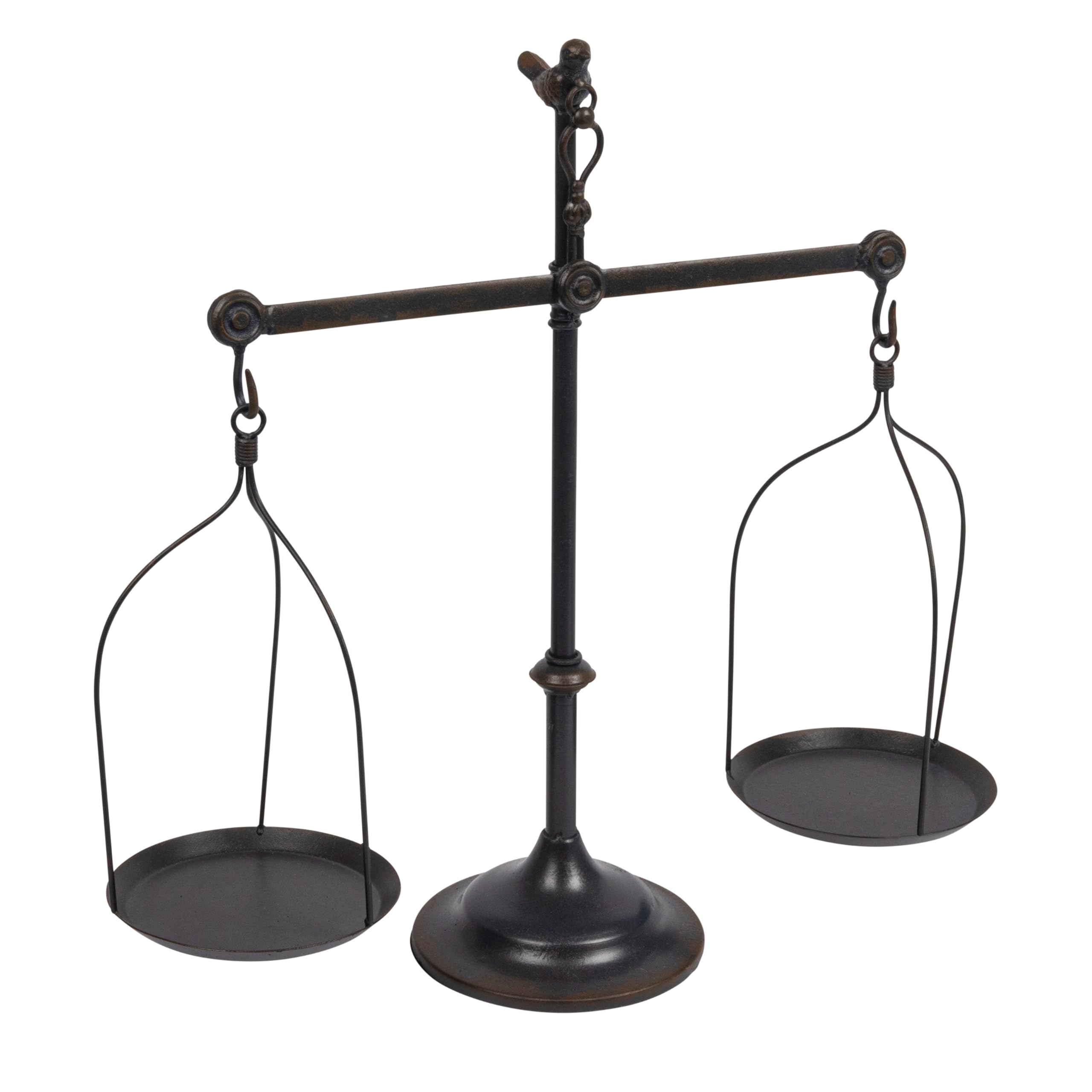 Creative Co-Op Black Decorative Antique Iron Balance Scale With Bird