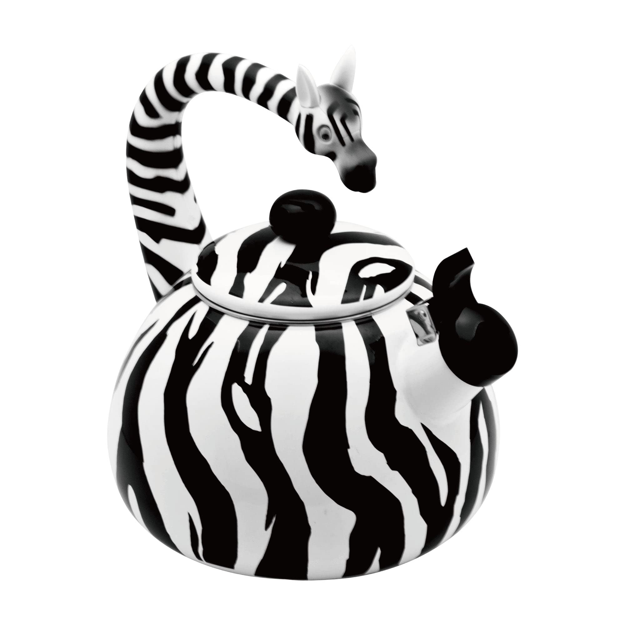 Upware Enamel On Steel Whistling Tea Kettle, Stovetop Teakettle (2.1 Quart, Zebra)