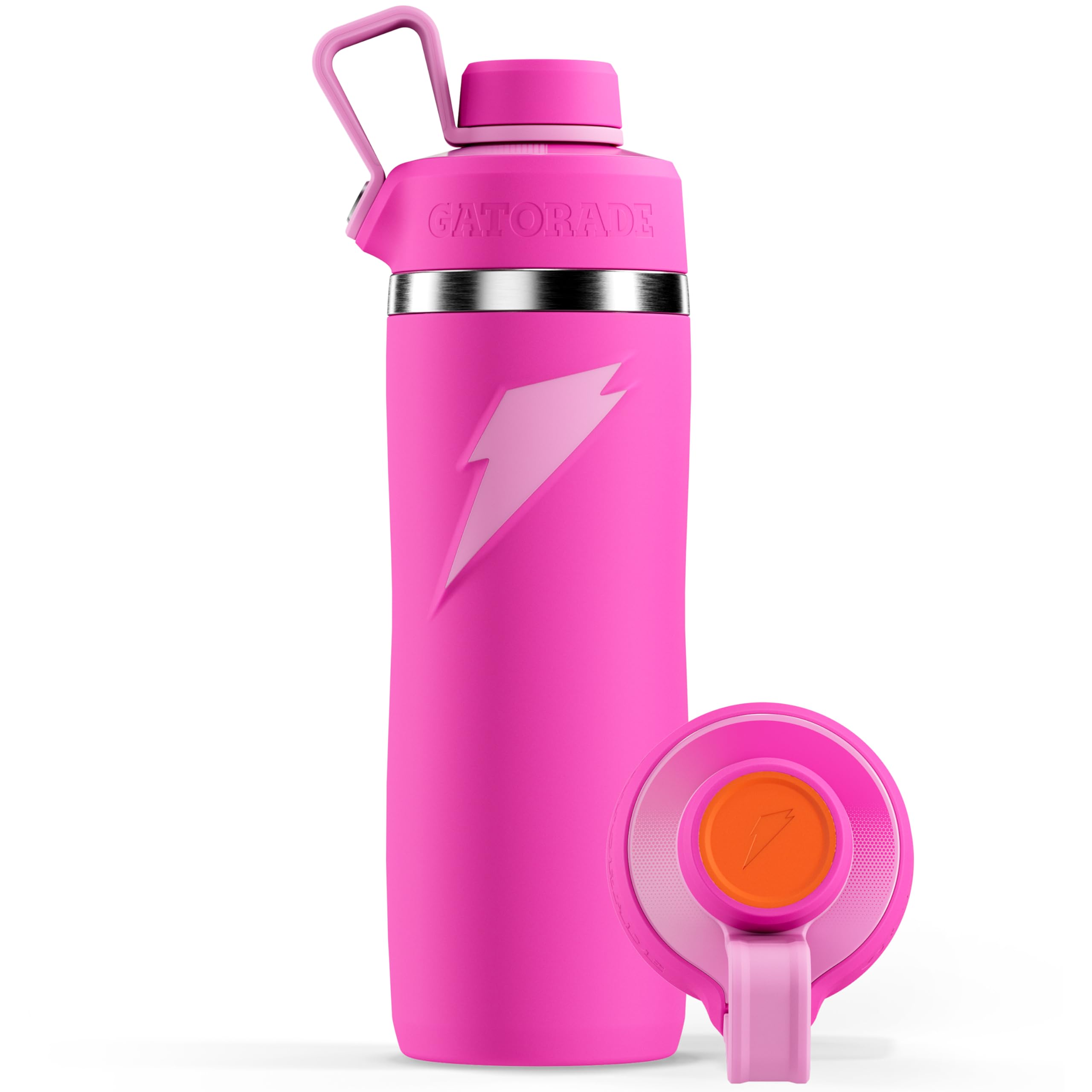 Gatorade Overtime 22oz Stainless Steel Water Bottle, Twist Cap, Pink
