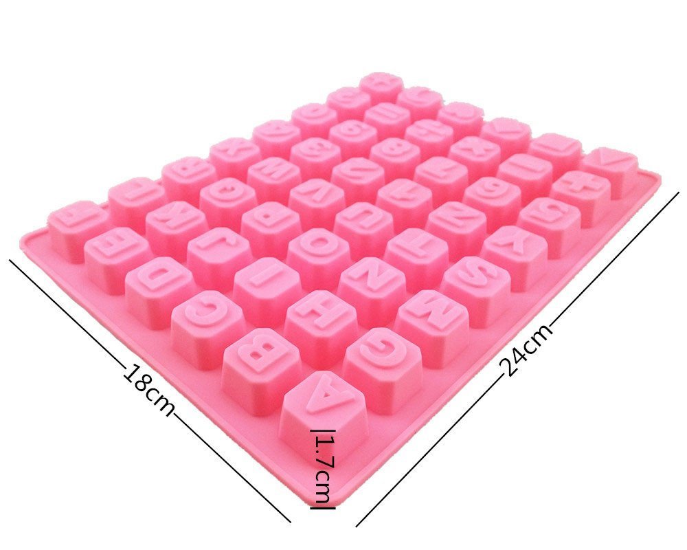 Yueton 48 Cavity Silicone Alphabet Letter Number Math Sign Chocolate Candy Ice Cube Tray Mold Cake Decoration Bakeware Mould Mak