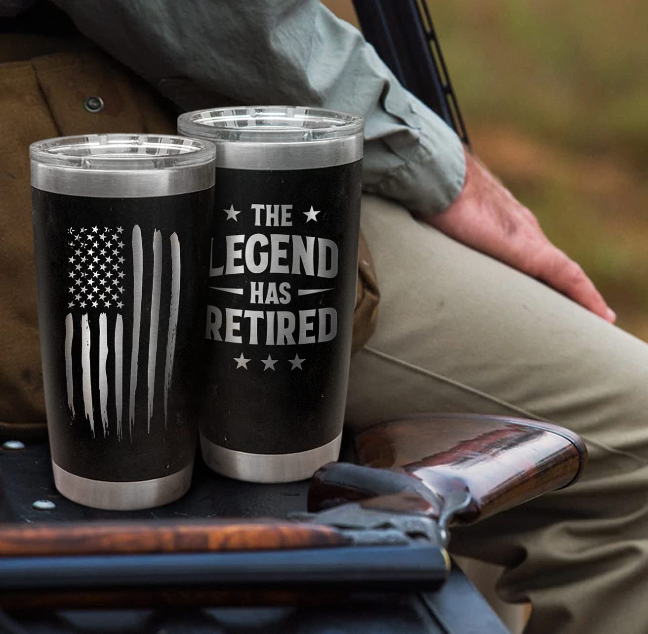 Prpinkrain Retirement Gifts For Men 2024 - The Legend Has Retired - American Flag Tumbler, Gag Gifts For Men, Him, Husband, Cowo