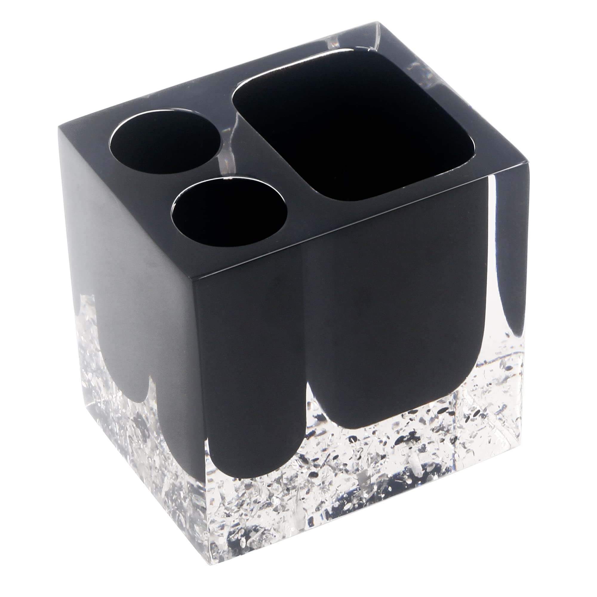 Resin Soap Dish, Soap Dispenser, Toothbrush Holder & Tumbler Bathroom Accessory 5 Piece Set (Black)