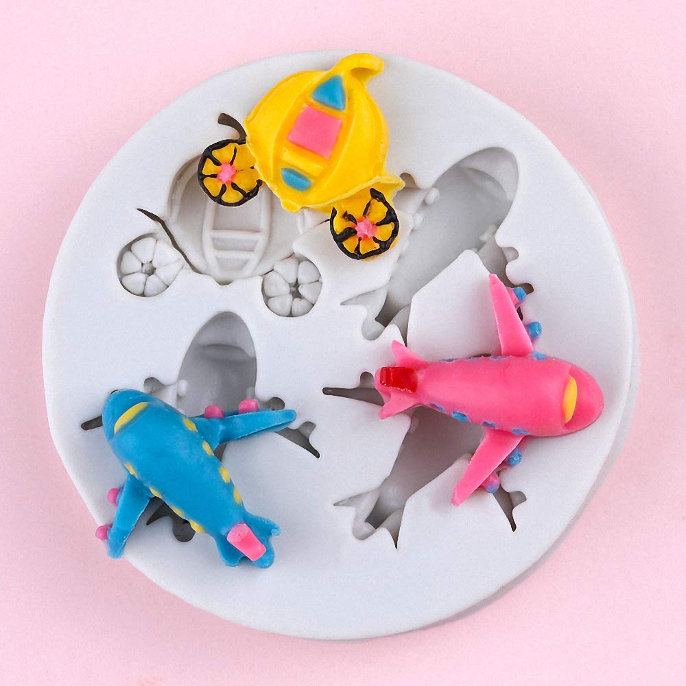 Airplane Silicone Fondant Mold Cake Cupcake Topper Decorating Tool Chocolate Gum Paste Sugar Craft Mould Aircraft Polymer Clay R