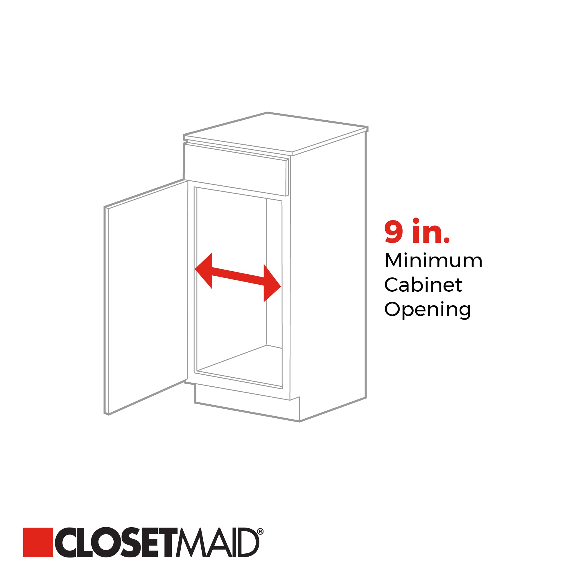 Closetmaid,Alloy Steel 32105 Premium Wide 3-Tier Compact Kitchen Cabinet Pull-Out Basket,12 Liters 8.75-Inch