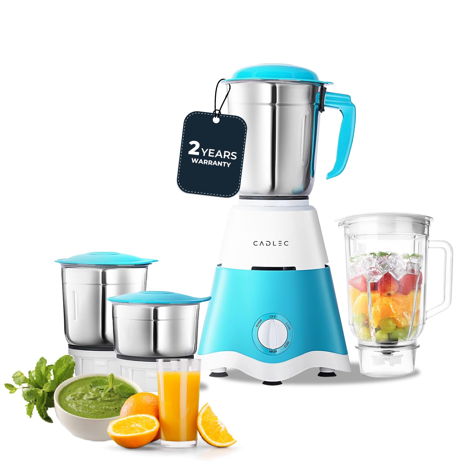 Cadlec Mixsphere 4 Jar 750 Watt Mixer Grinder | Intelligent High-Power Motor | Juicer, Blender & Mixer | Advanced Safety Feature