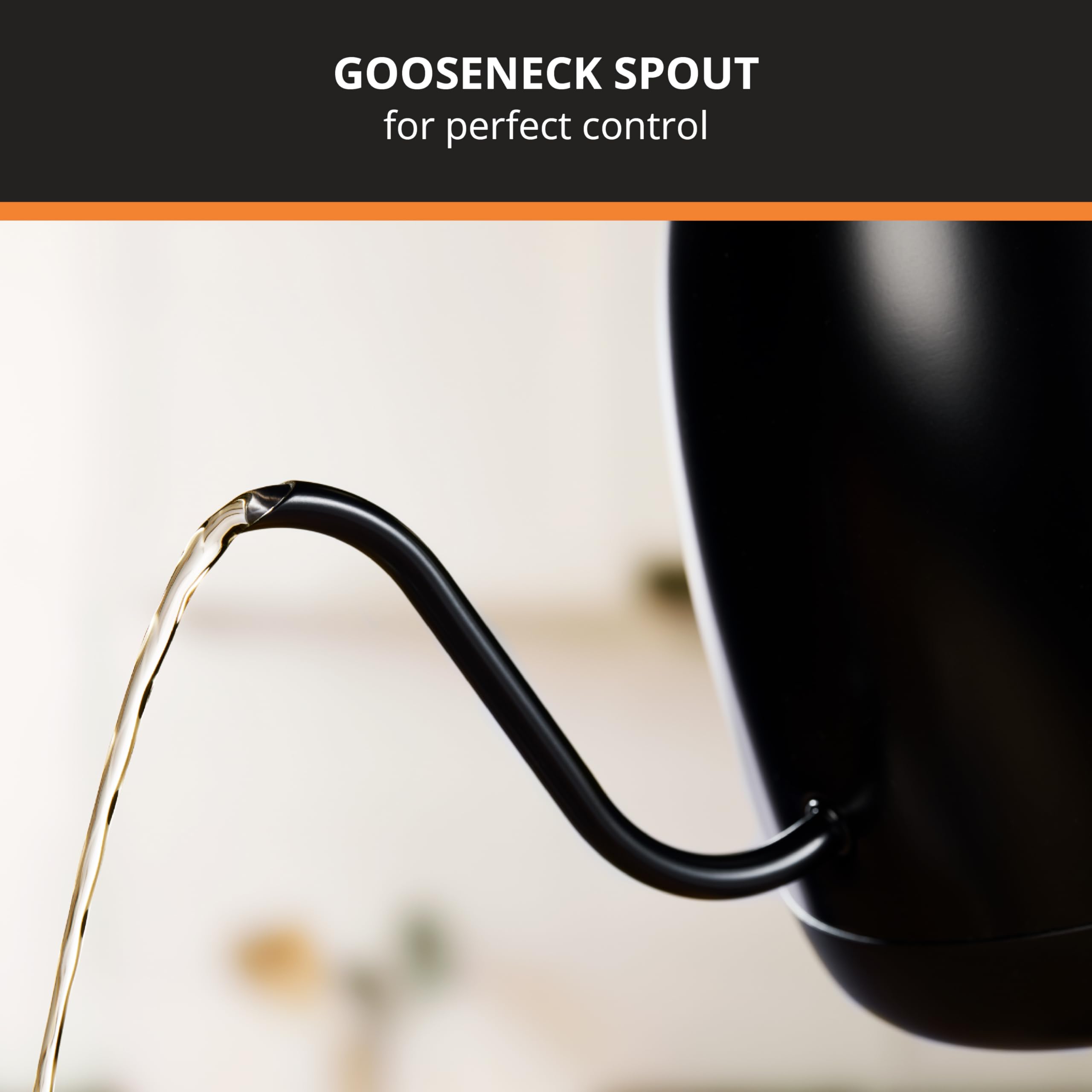 KRUPS Electric Kettle, Gooseneck 1.1 Quart Stainless Steel, Black, Model BW923850, 60-Minute Keep-Warm, Modern Design