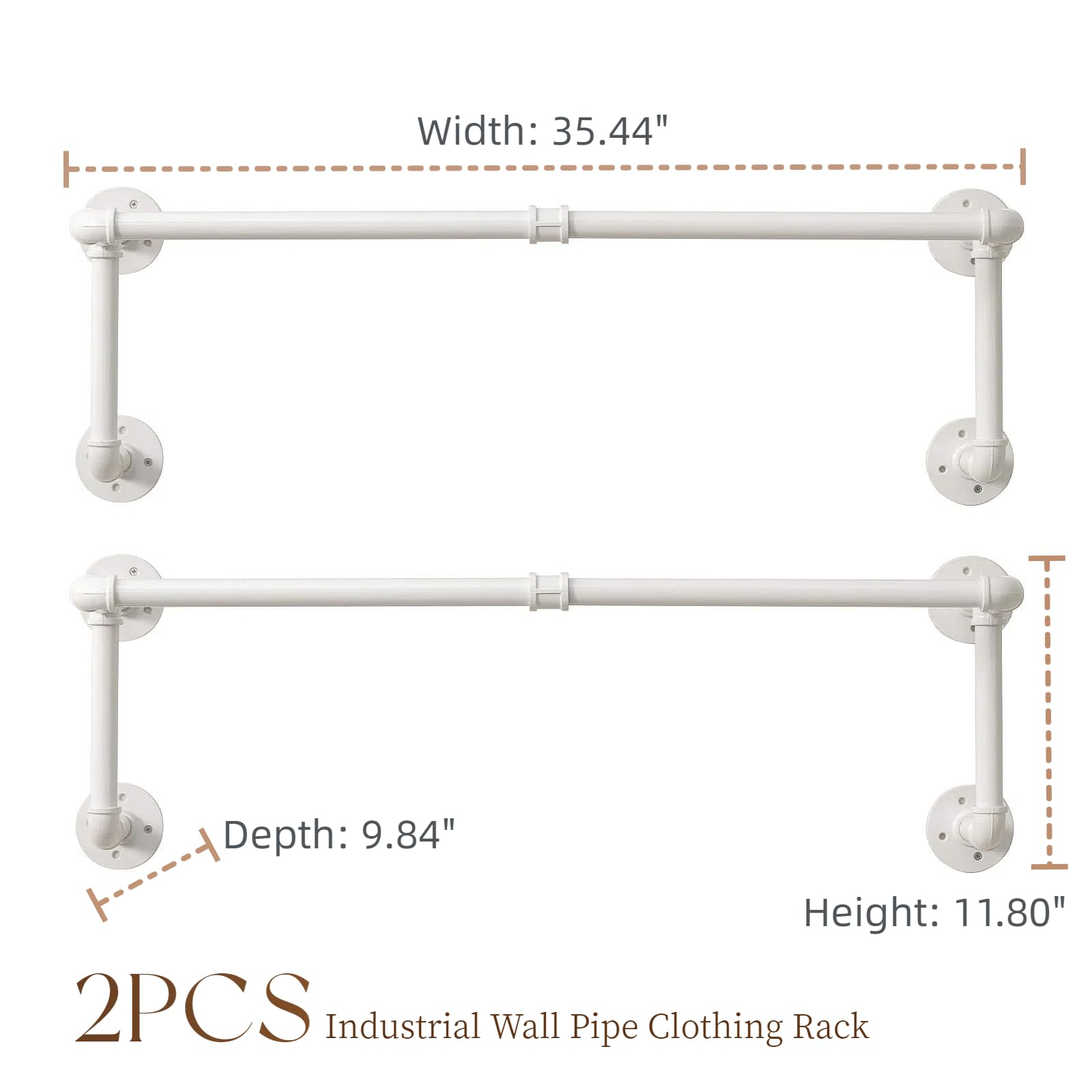 Clothes Racks, Industrial Pipe Clothing Racks For Hanging Clothes, Wall Mounted Heavy Duty Space Saving Garment Racks, Multi-Pur