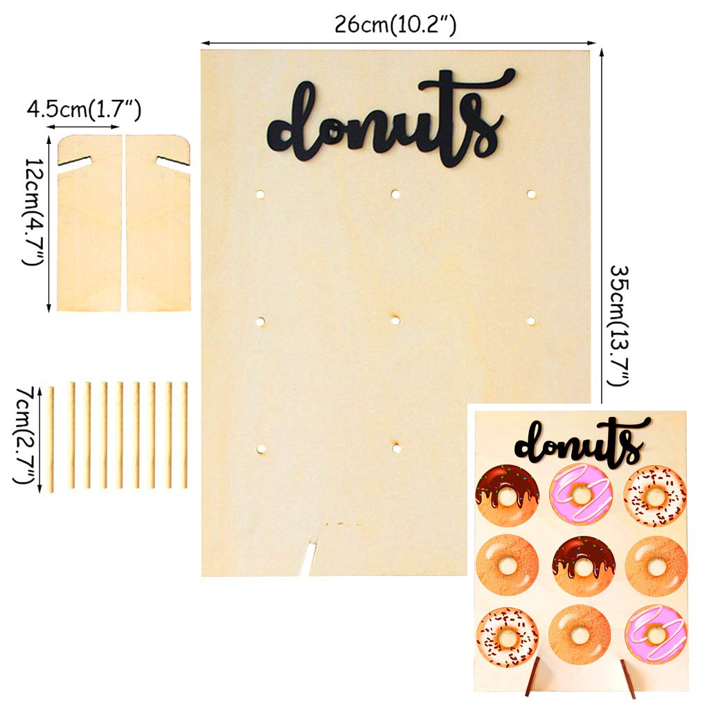 Lamantery Donut Display Stand Wood Doughnuts Wall Stands Display Board For Wedding Party Decoration