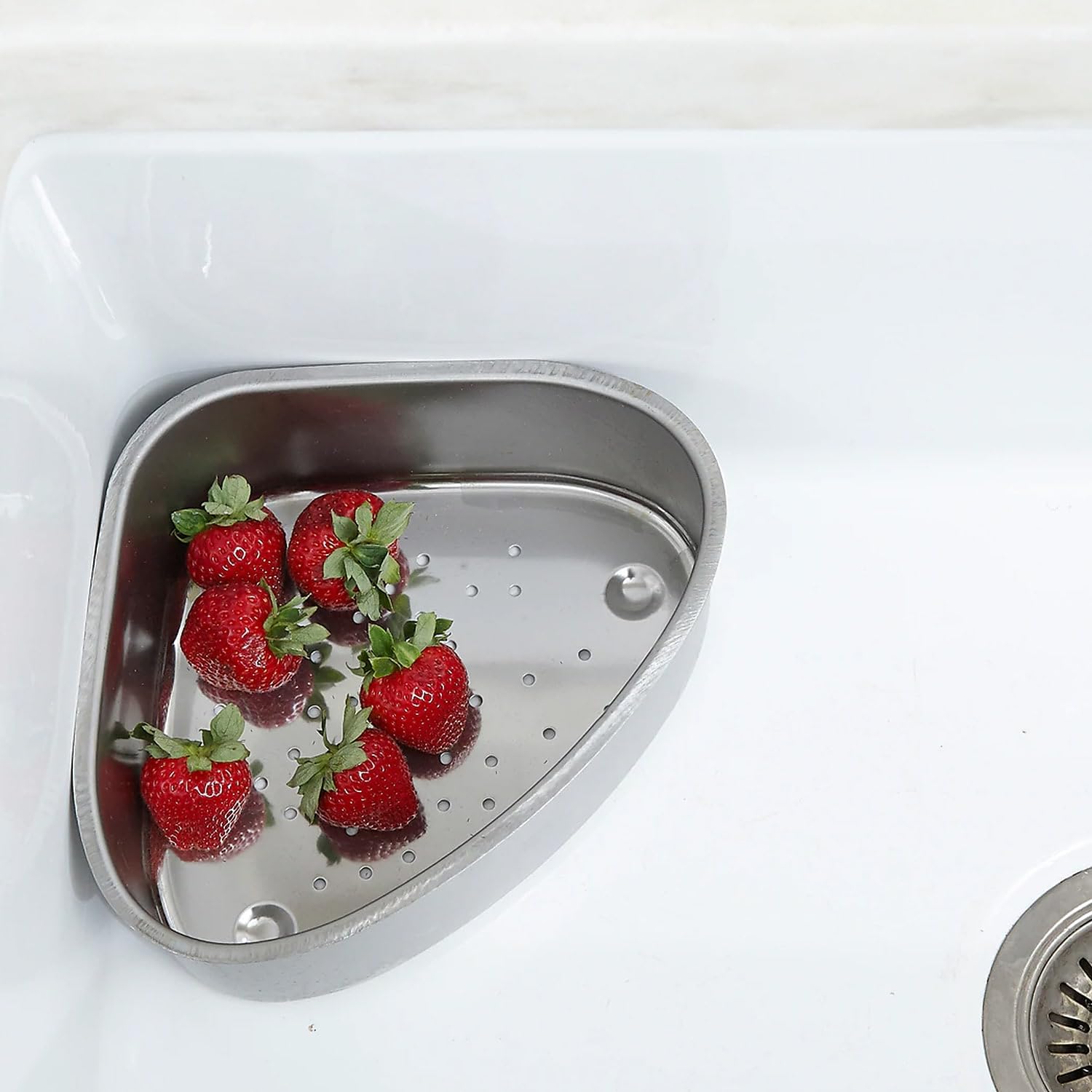 Better Houseware Corner Sink Strainer, Standard, Stainless