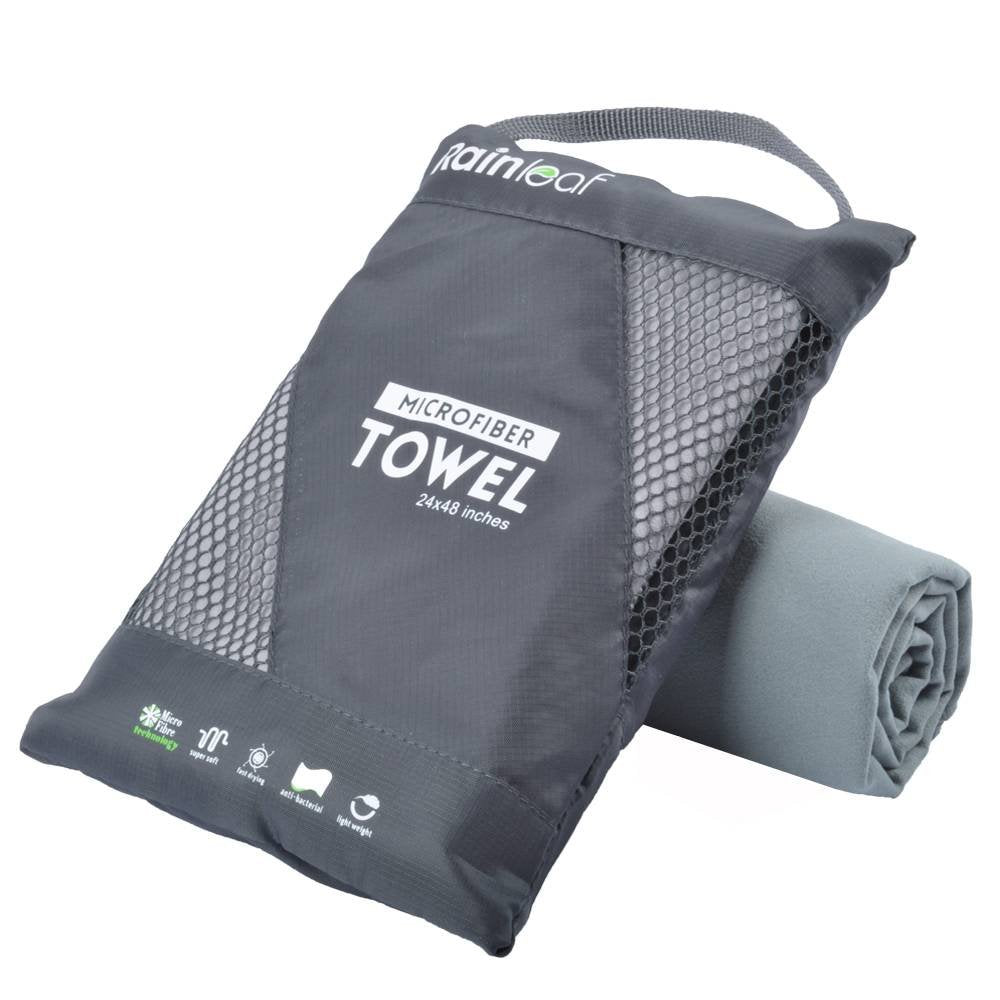 Rainleaf Microfiber Towel,Gray,12 X 24 Inches