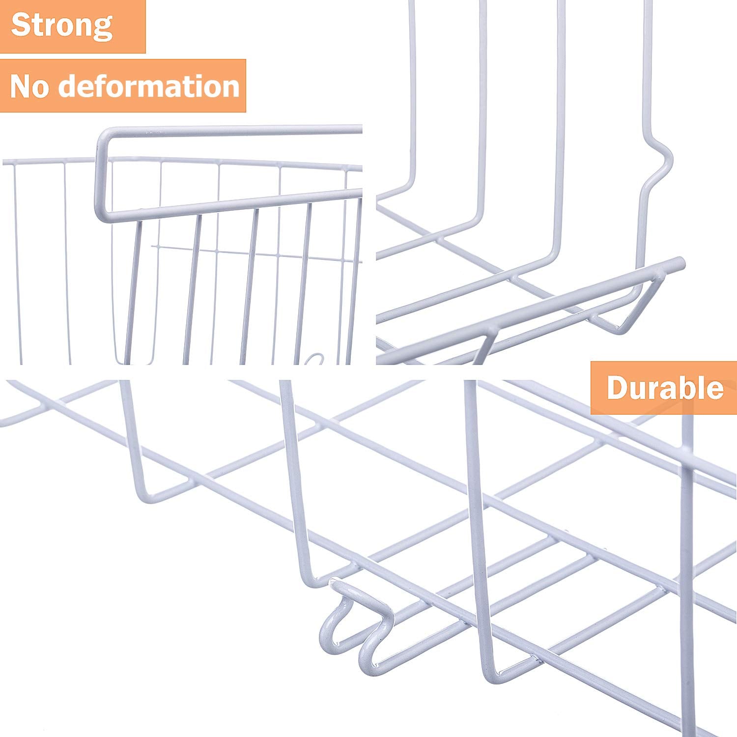ASTOTSELL Under Shelf Storage Basket  2-Pack Under Shelf Hanging Metal Wire Storage Basket Organizer for Kitchen  Office  Pantry  Bathroom  Cabinet  White