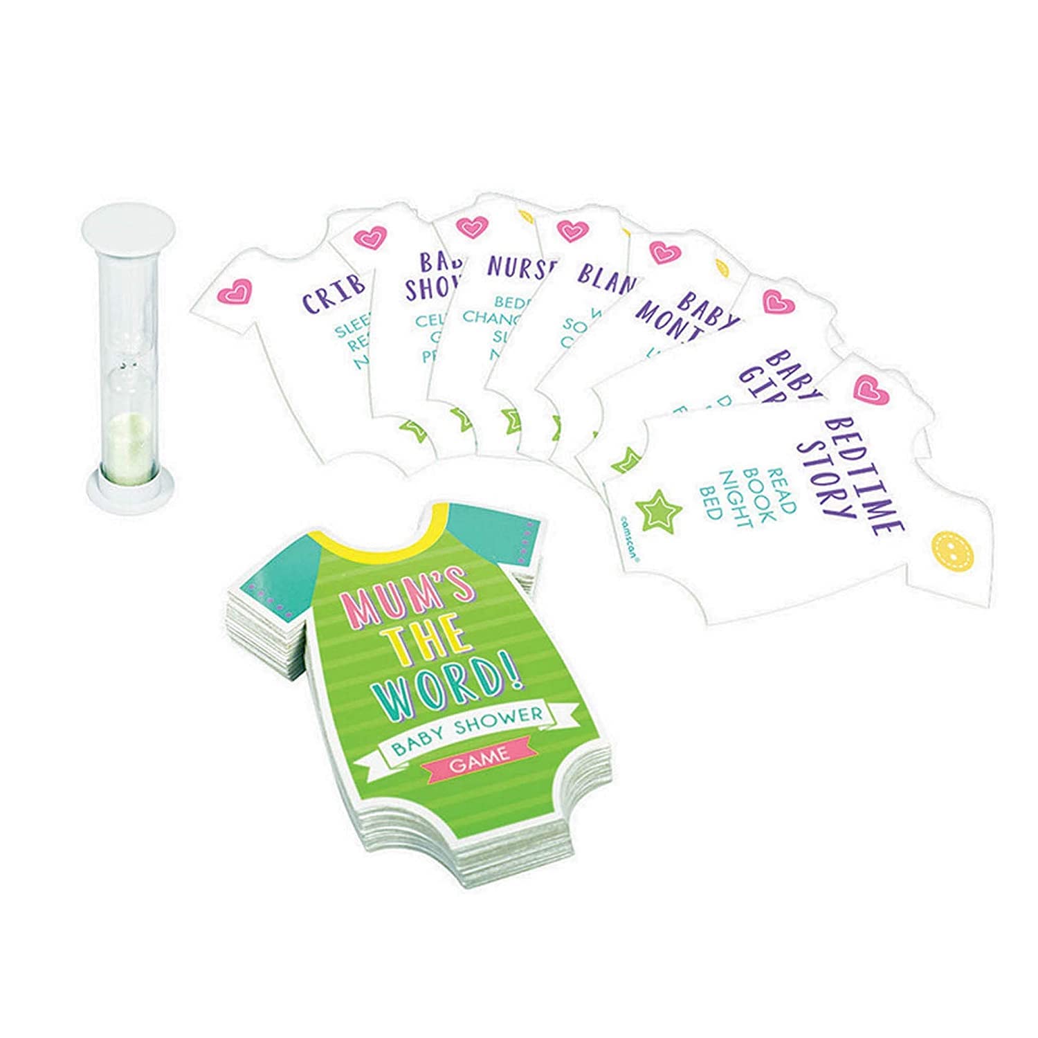 Amscan Baby Shower Party Accessories Games Items, deck cards, score pad & timer in a pack, Multi-colored