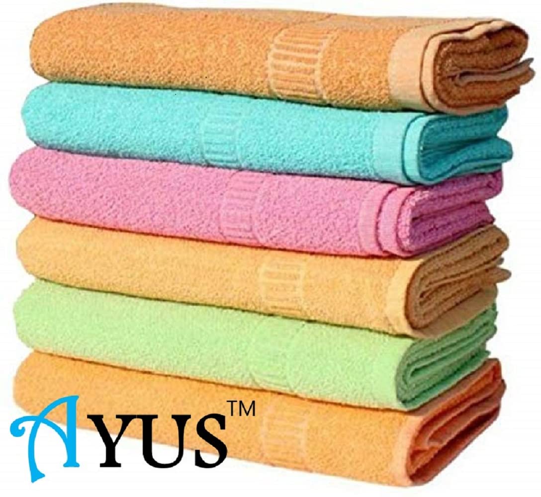 Ayus Cotton Hand Towel 450 Gsm, Multicolor (Pink, Green, Blue, Orange, Yellow, Brown) Ultra Soft And Super Absorbent (Set Of 6)