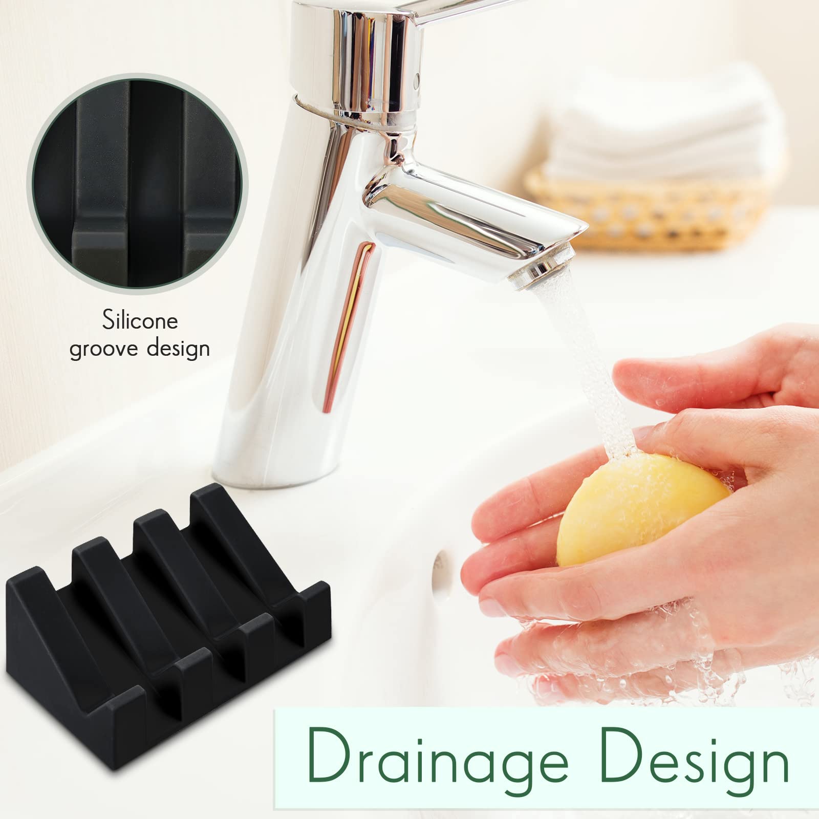 Silicone Soap Dish Self Draining Soap Dish Shower Waterfall Bar Soap Holder Tray With Drain Soap Saver For Kitchen Bathroom Acce