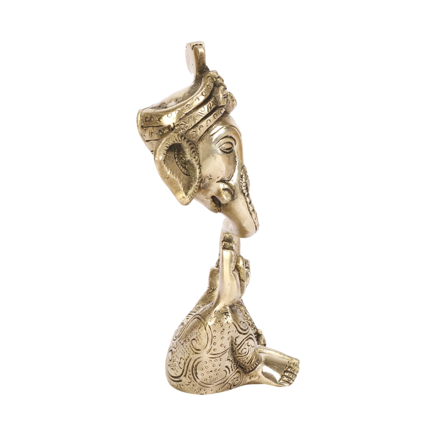 TAPAS HOMES Brass Pagadi Ganesh Trunk Abstract Ganesha Bhagwan Idol Sitting Posture Ganpati Murti for Home Entrance Dcor Diwali
