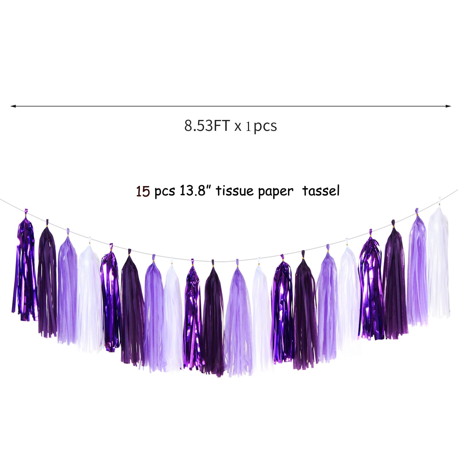 Purple White Lavender Party-Decorations Tassel-Garland - 20Pcs Women Girl Birthday Supplies Tassels, Baby Bridal Shower Wedding