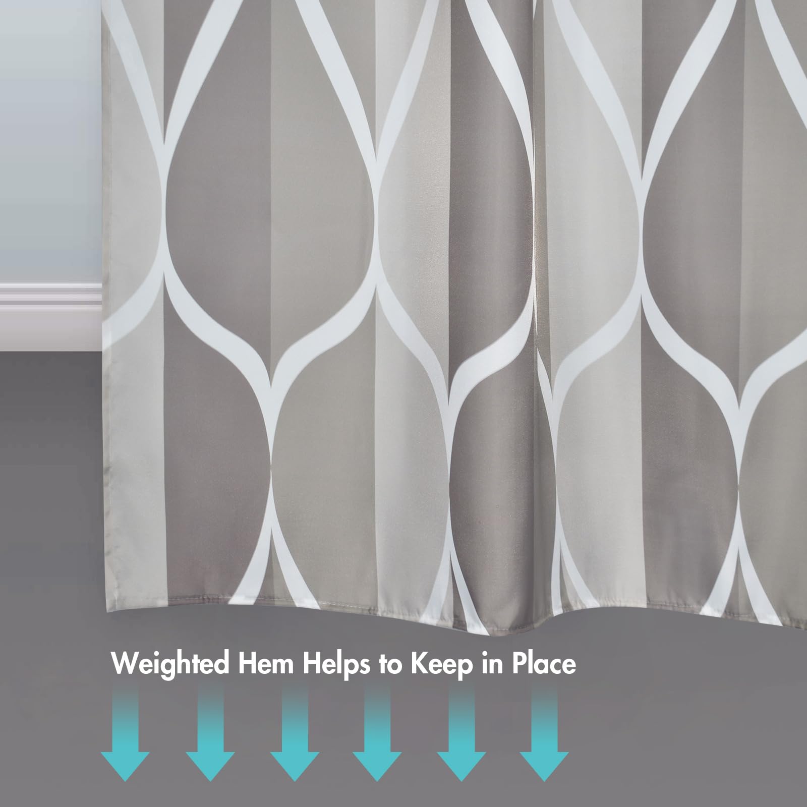 Gelbchu Light Grey Brown Shower Curtain, Waterproof Design And Polyester, Quick-Drying, Weighted Hem, Brown Shower Curtains Set