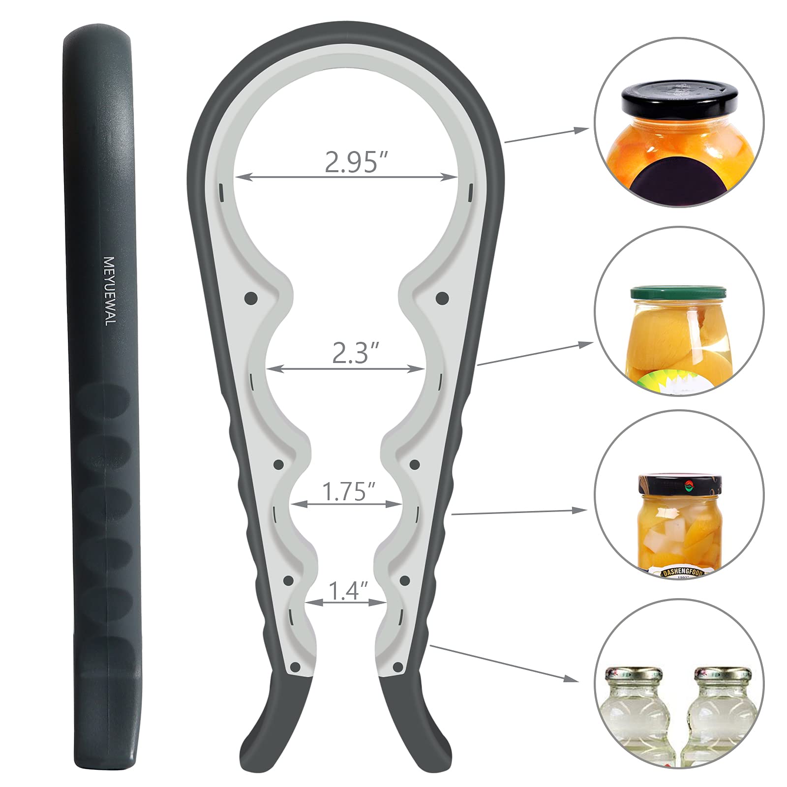 Jar Opener Bottle Opener For Weak Hands, 5 In 1 Multi Function Can Opener Bottle Opener Kit With Silicone Handle Easy To Use For