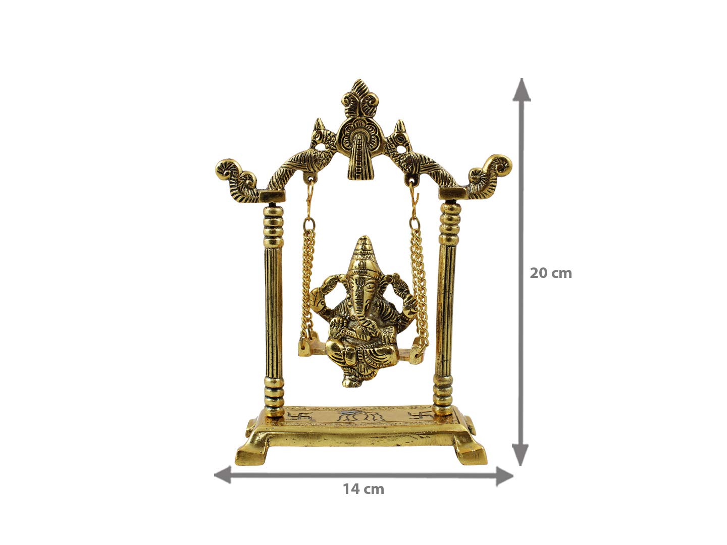 Goldgiftideas Oxidized Gold Plated Swing Jhula With Bal Ganesha Idol For Home Temple, Jhula Ganesh For Pooja, Return Gift For Ba
