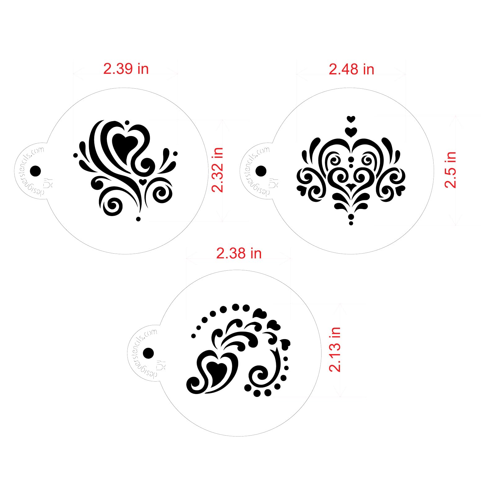 Designer Stencils Amore Cookie Stencil Set, Beige/Semi-Transparent