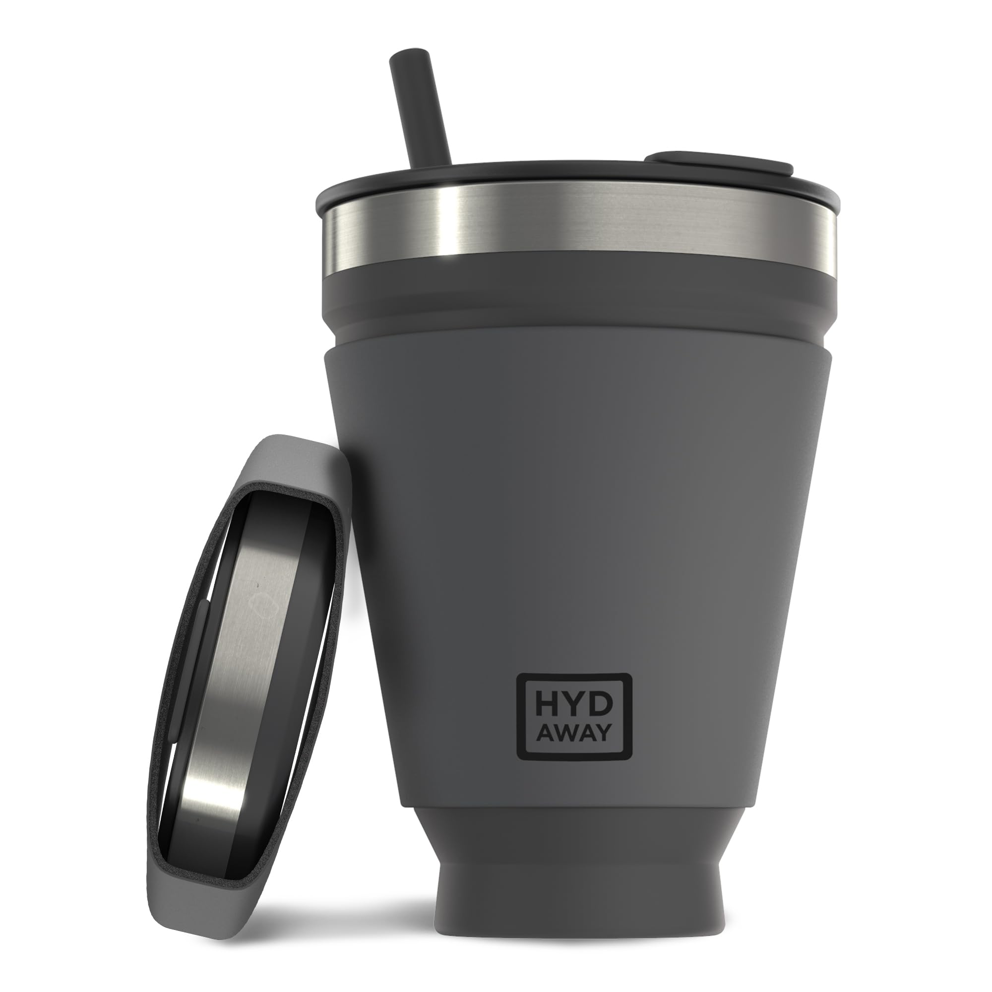 HYDAWAY 16oz Collapsible cup - Insulated Drink Tumbler - BPA-Free Silicone Cup with Lid, Perfect for Coffee, Travel, and Everyda