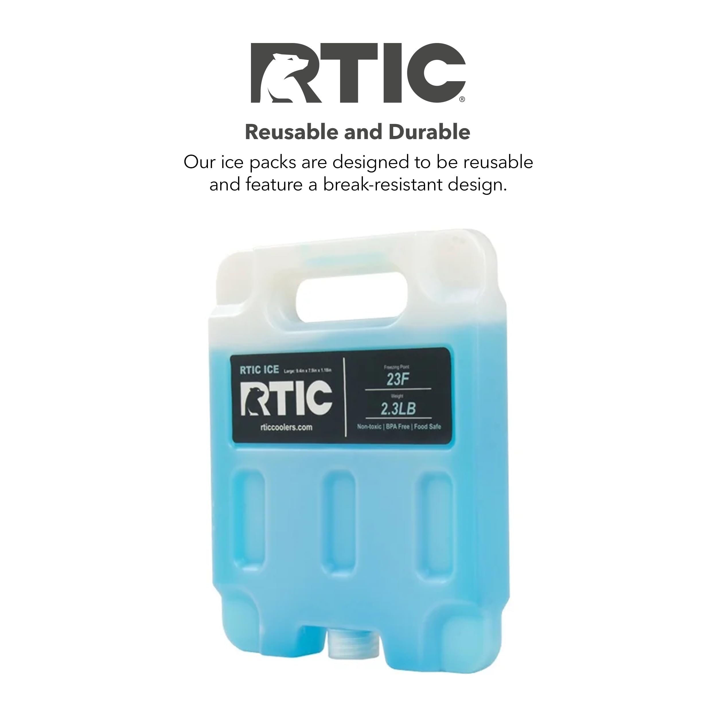 Rtic Refreezable Reusable Cooler Ice Packs Cold Ice Chest Pack Long-Lasting With Break-Resistant Design, For Food And Drink, Per