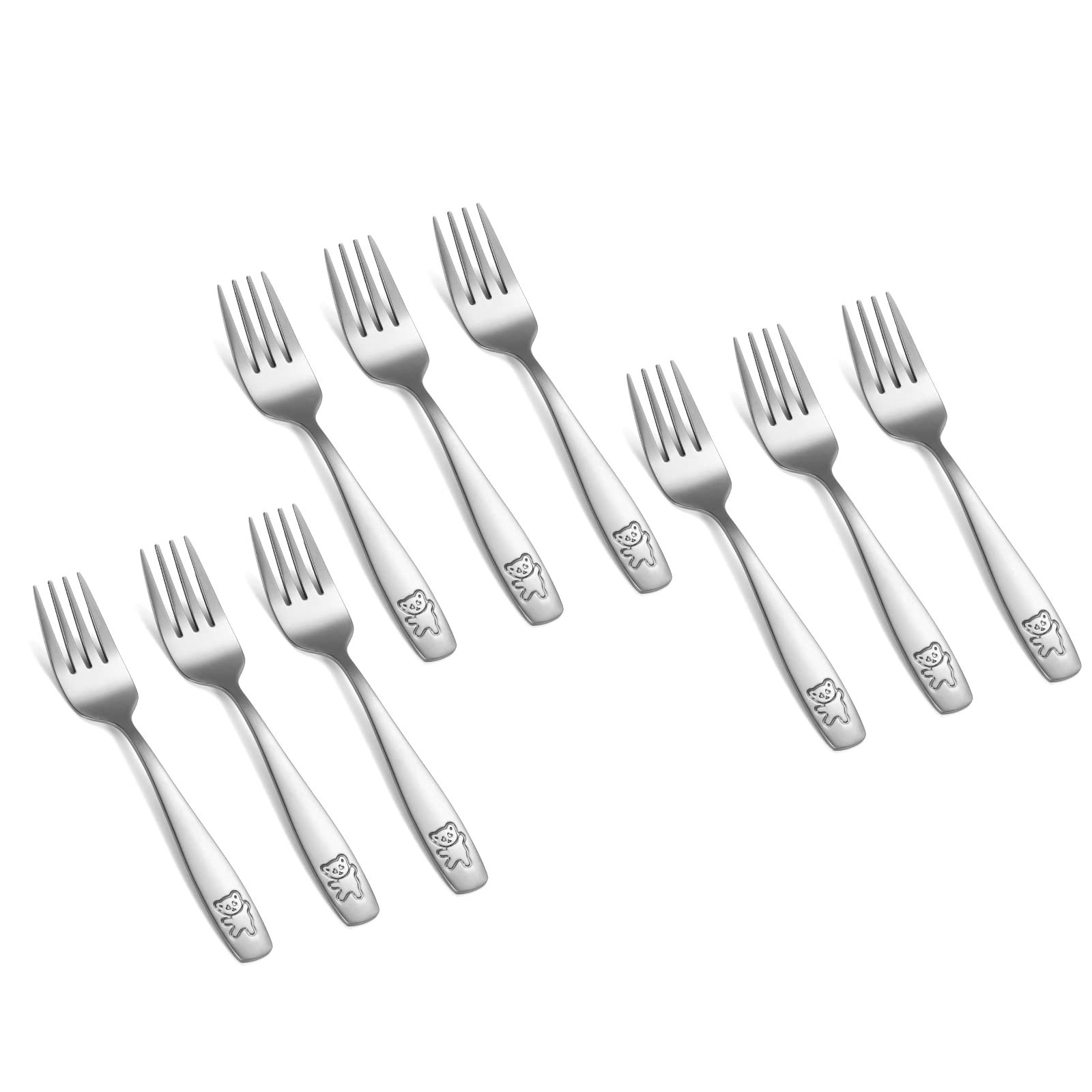 Pimoys 9 Pieces Toddler Forks Kids Forks, Kids Silverware Stainless Steel Childrens Safe Flatware Metal Baby Utensils Set Small