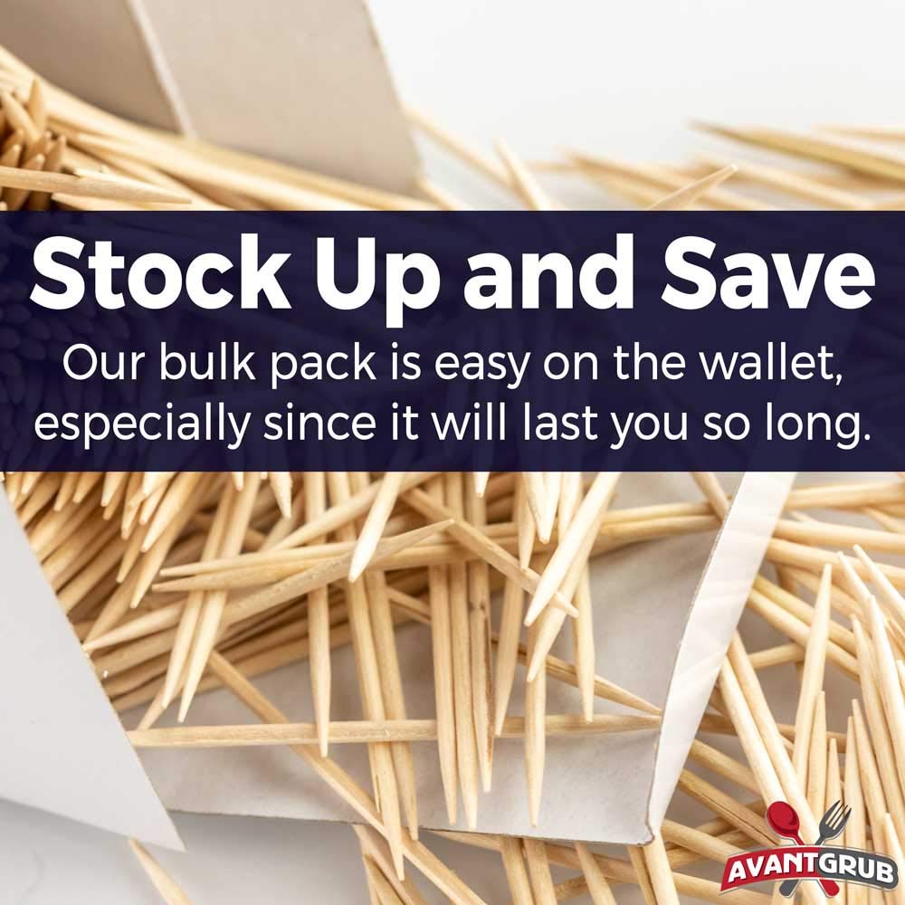 Avant Grub'S Bulk Toothpick 800 Pack. Restaurant-Grade, Classic Tooth Pick Set In Reclosable Box. Made To Be Precisely Straight