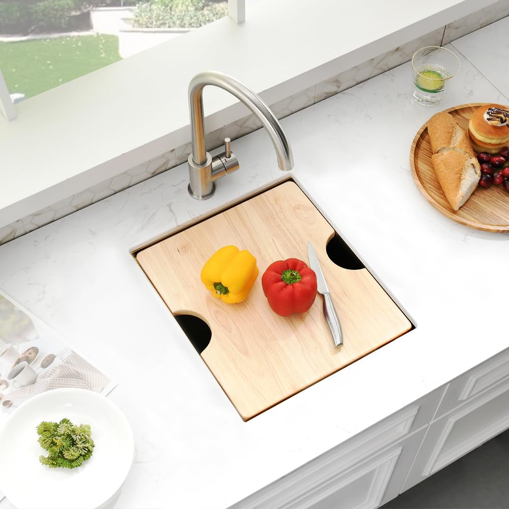 Boomhoze Gold Bar Sink, 15 X 17 Inch Kitchen Sink Undermount Small Bar Sink 16 Guage Stainless Steel Gold Sink Wet Bar Sink Rv S