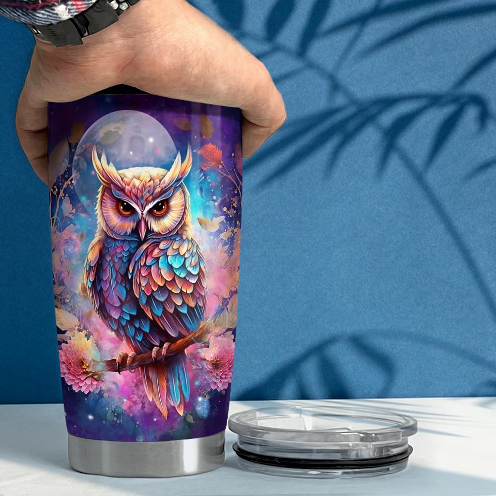 SANDJEST Owl Tumbler 20oz Stainless Steel Insulated Tumblers Coffee Travel Mug Cup Owls Gifts for Women Girls Gift for Birthday