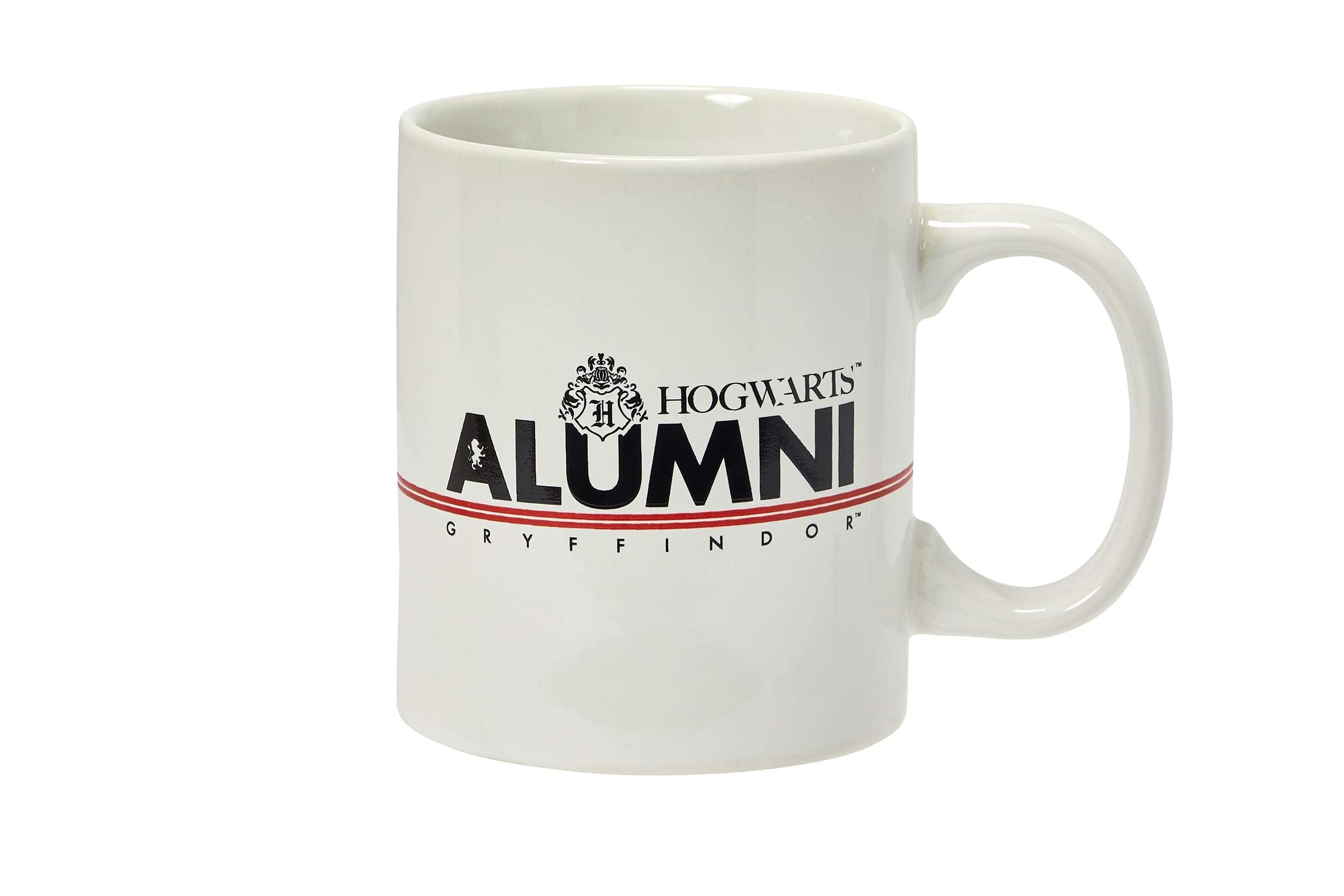 Harry Potter Gryffindor Alumni 11-Oz Mug - White Ceramic Cup With Handle - Hogwarts Crest & House Red Stripe With Black Letterin