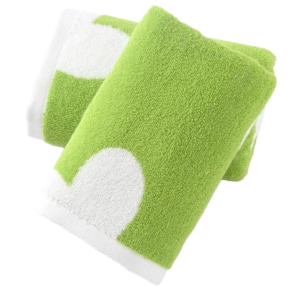 Sense Gnosis Green Hand Towel Heart Pattern 100% Cotton Absorbent Soft 2 Pc Hand Towel Set For Bathroom 13 X 29 Inch