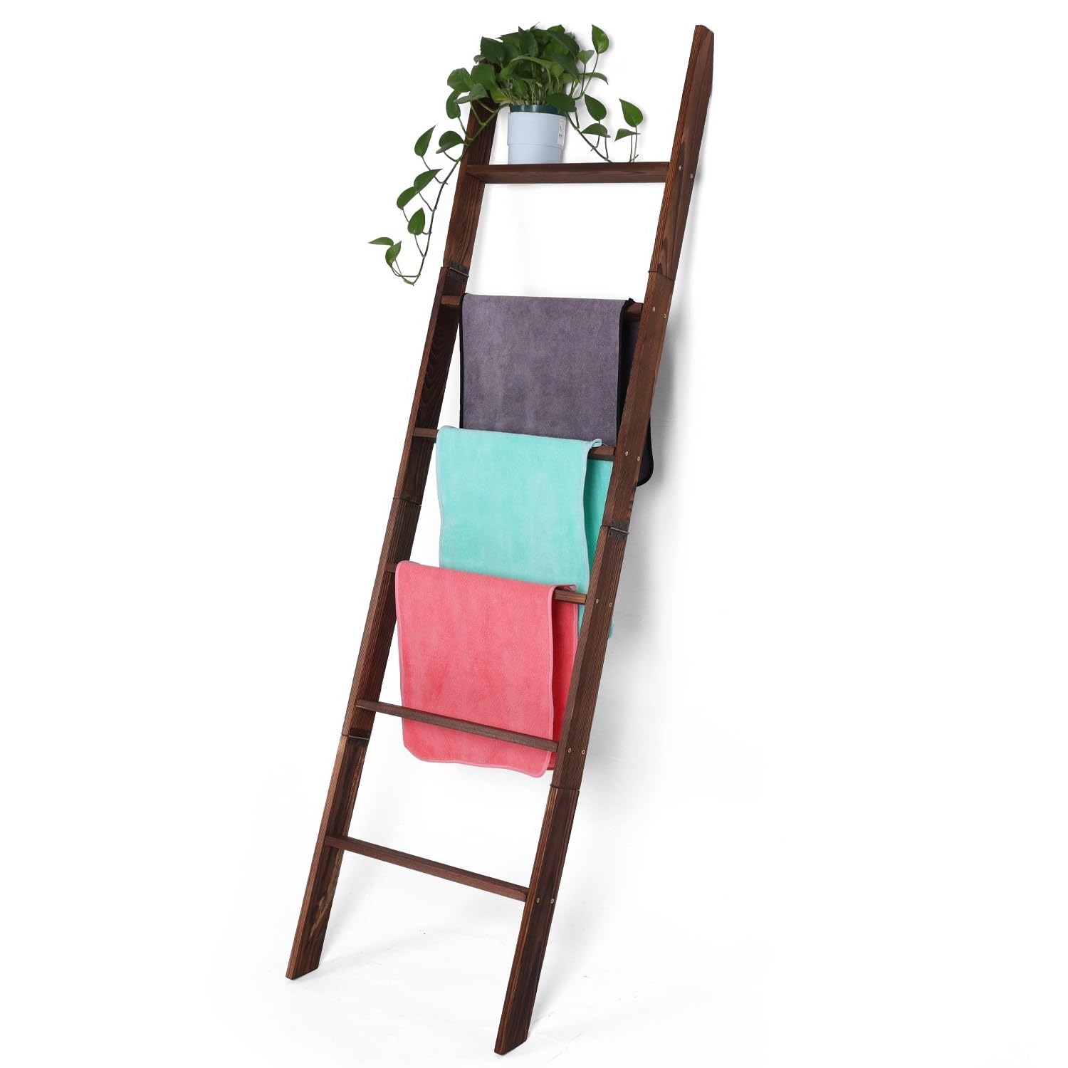 Zelbuck Blanket Ladder For Living Room And Bedroom,6-Tier Decorative Display Ladder Shelf,Ladder Rack For Storage And Decor,Wall