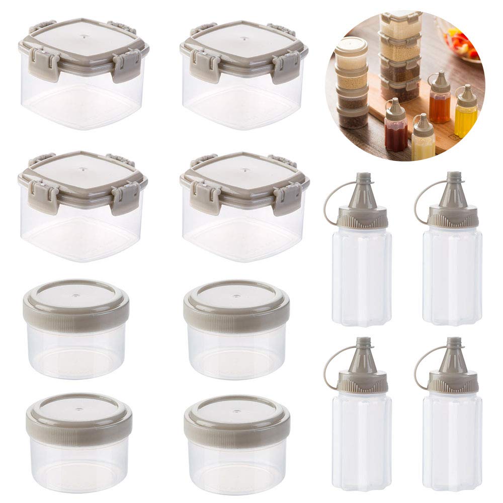 Gbrand 12 Pcs Mini Plastic Sauce Squeeze Bottle Seasoning Box Salad Dressing Containers Outdoor Barbecue Kitchen Accessories (Tr