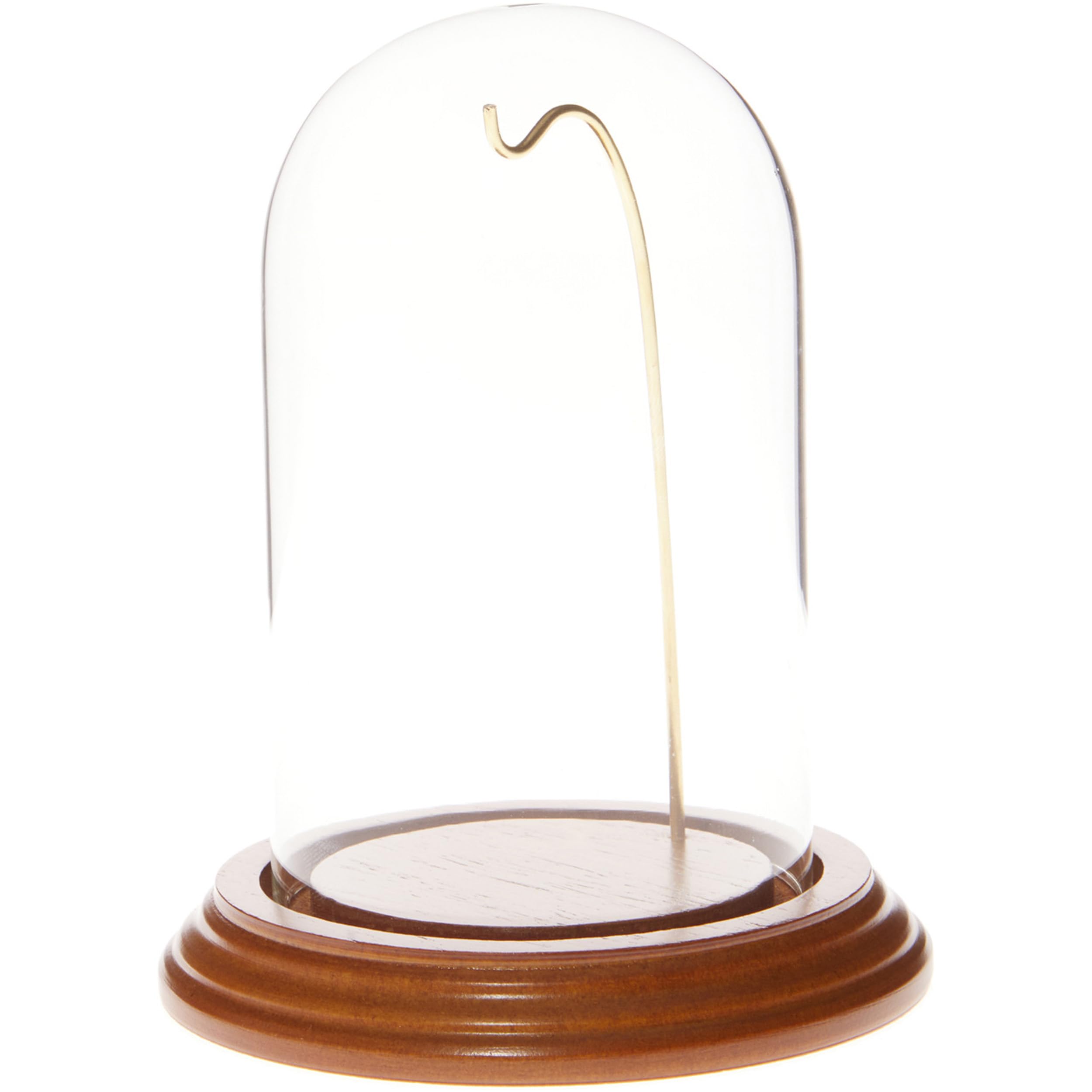 Plymor 3 x 5 Watch Glass Display Dome Cloche (Oak Veneer Base & Gold Wire)