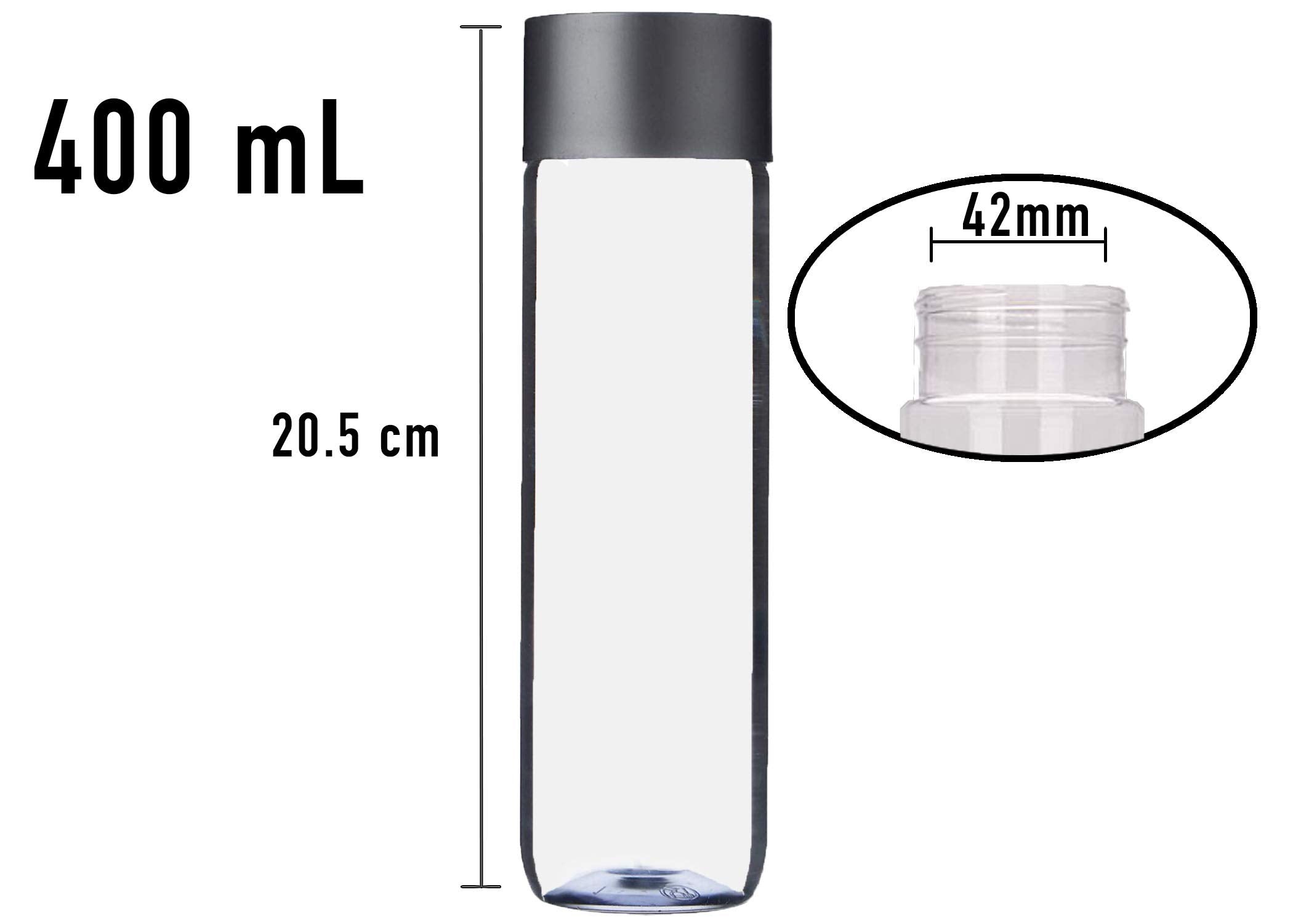 6-Pack Bulk Empty Plastic Juice Or Water Bottles With Caps Reusable 400Ml Durable Smoothie [Bottle]S With Black Lids Great Calmi